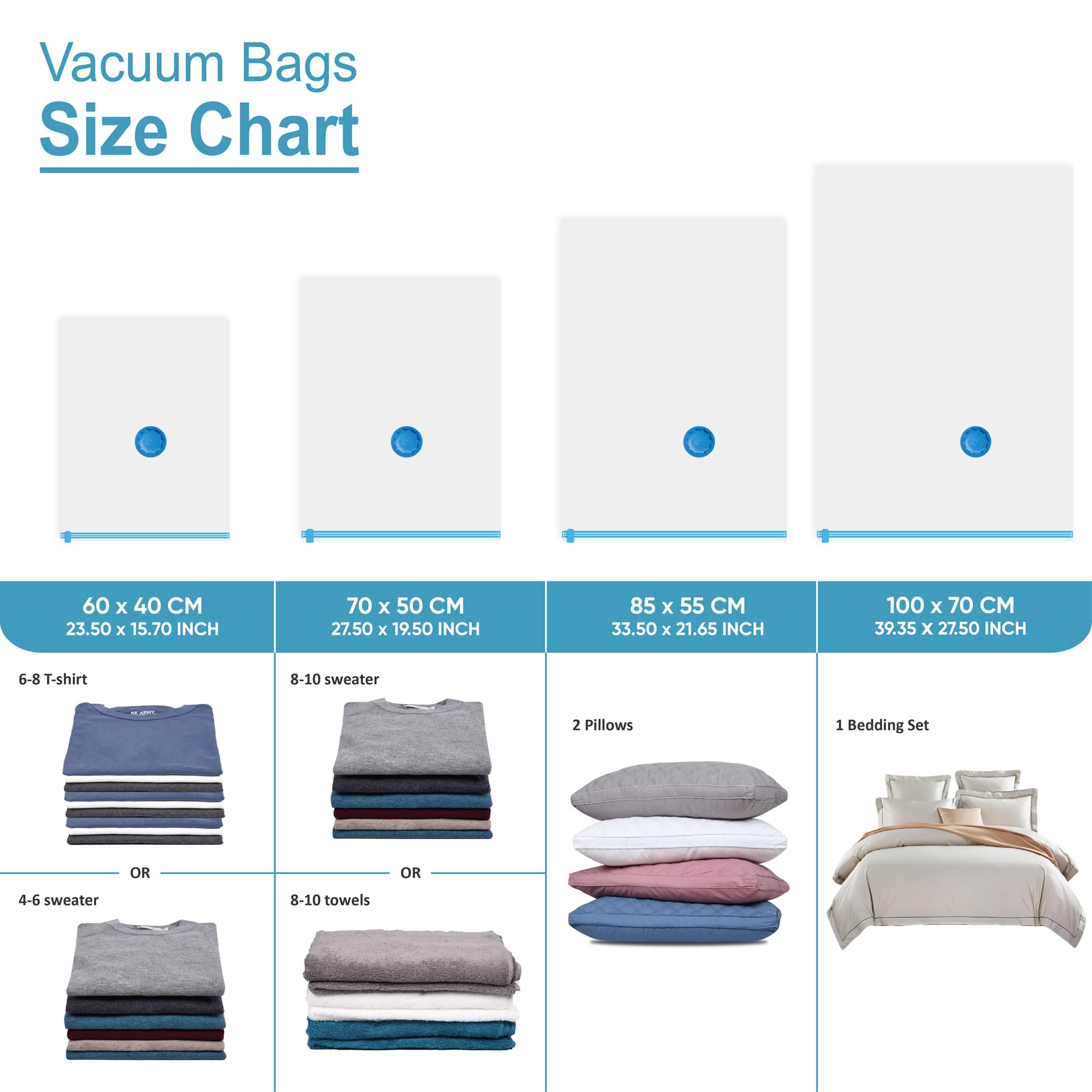 22 Vacuum Storage Bags with Hand Pump, 80% Space Saver Vacuum Seal Storage Bags for Clothing, Travel Lugggage, Blankets, Comforters