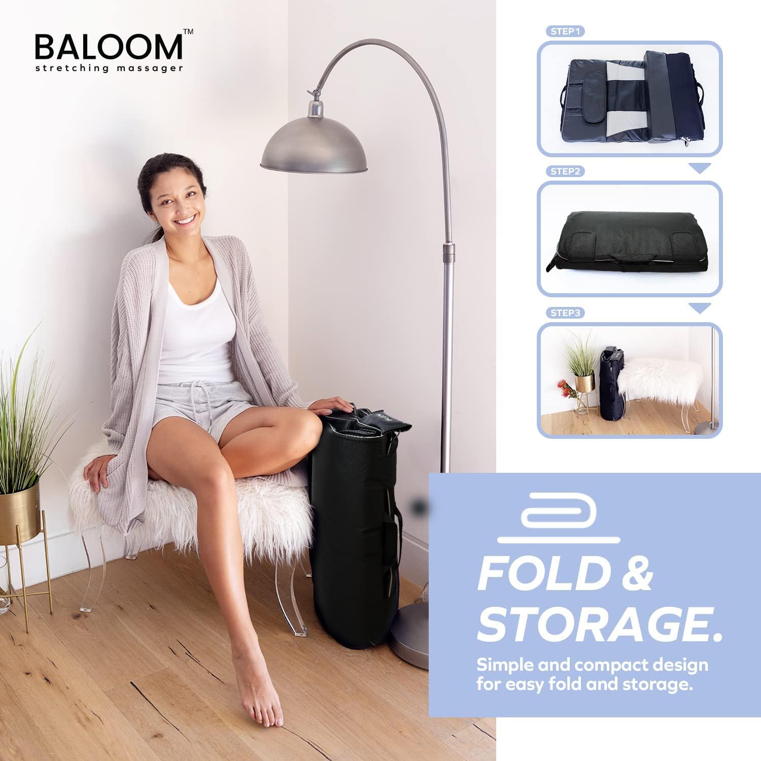 BALOOM Stretching Massager Mat for Back, Neck, and Body Pain Relief with Soothing Heat | Workout, Yoga, Exercise | Adjustable Programs & Intensity Supports Deep Acupressure