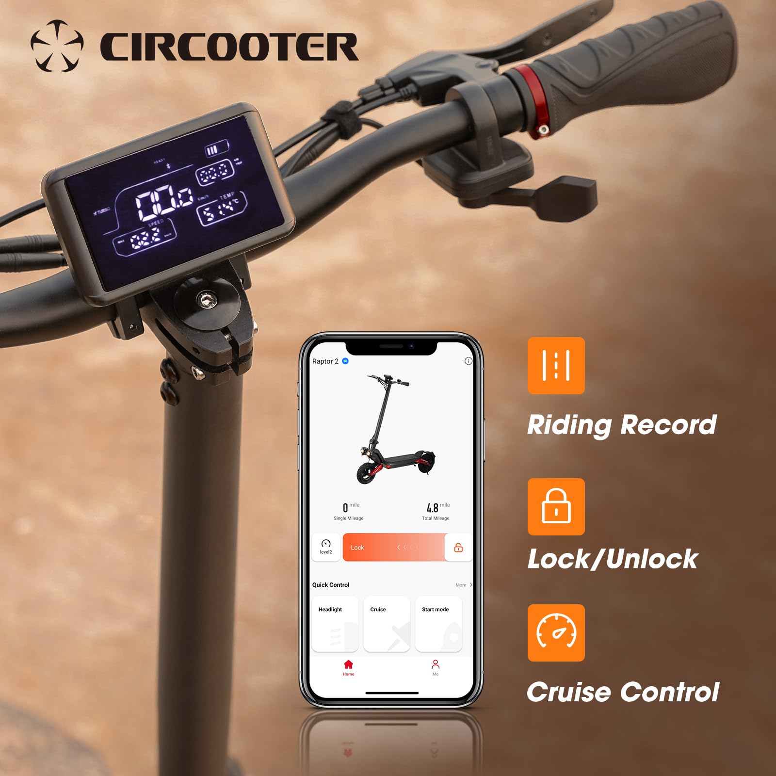 Circooter Raptor Electric Scooter Adult with Smart APP, 800W Motor, 28 Mph Top Speed, 25 Miles Range, 10 inches All Terrain Tires Off Road E Scooter, Dual Charger Ports & Storage Bag - Raptor
