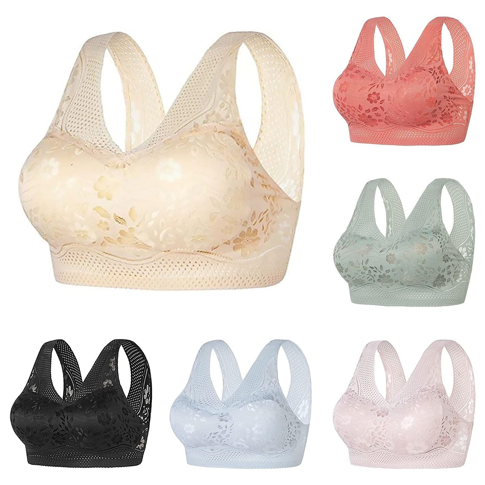 Hatmeo Women's Orthopedic Anti-Sagging Bra Hatmeo Bras for Senior Women Posture Correcting Bra Breathable Push up Bras Beige