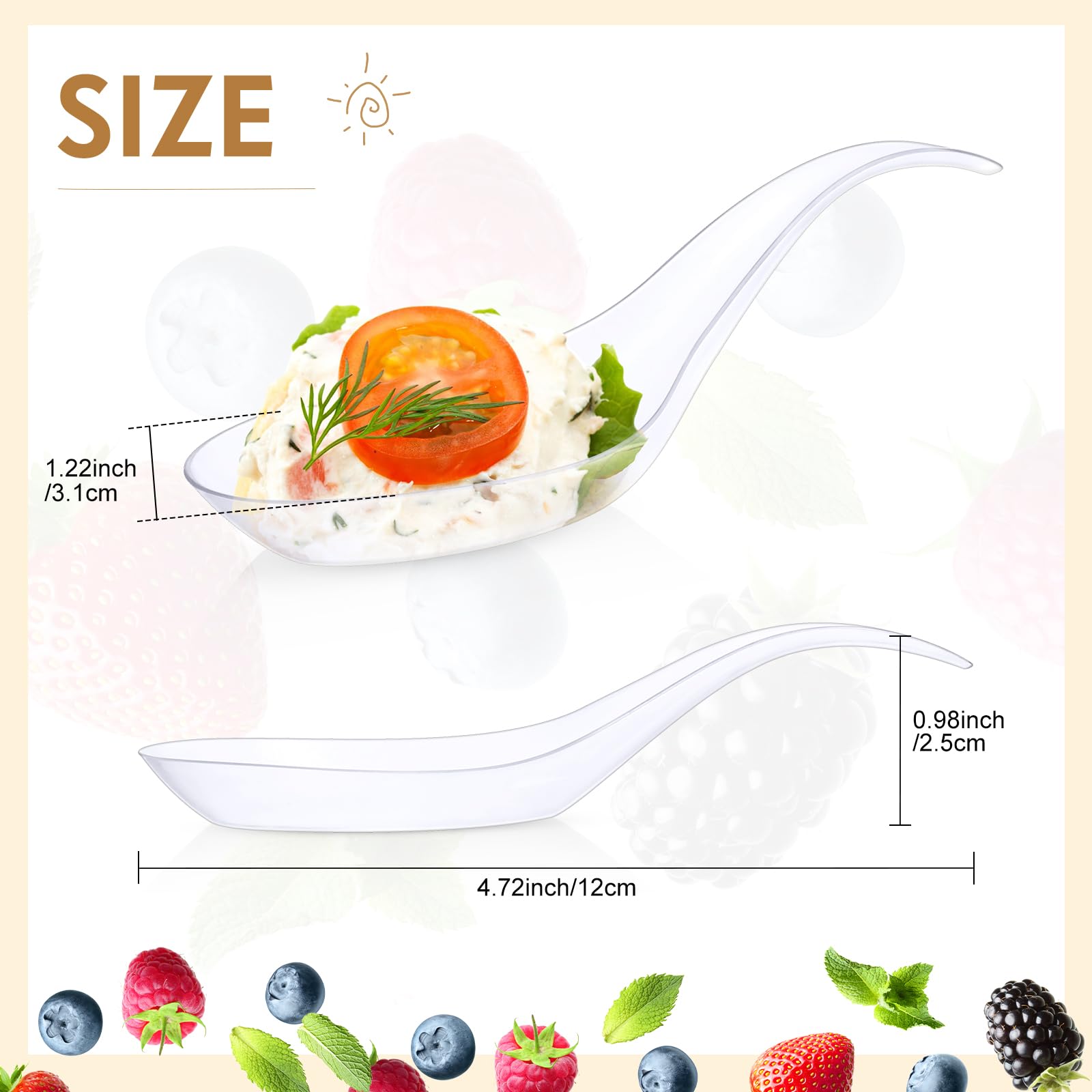 Gandeer 400 Pcs Plastic Spoons, Disposable Mini Tasting Desserts Ice Cream Sample Spoons Bulk, Clear Appetizer Plates for Soup Sushi Pudding Party Wedding 4. 72 x 0. 98 Inch