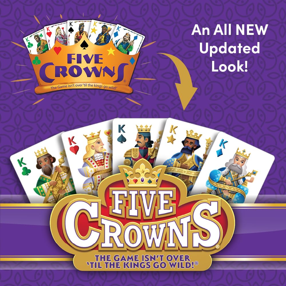 PlayMonster Five Crowns — The Game Isn't Over Until the Kings Go Wild! — 5 Suited Rummy-Style Card Game — For Ages 8+