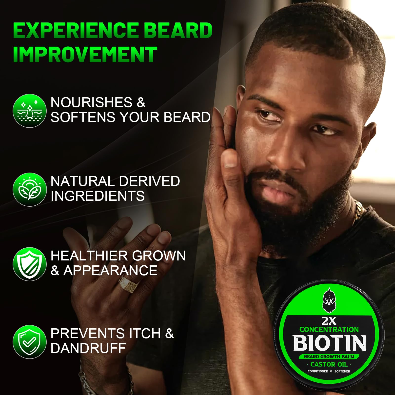 First Melody Beard Balm, 2X Thickening Biotin, with Castor Oil and Argan & Jojoba Oils, Promotes Beard Growth, Styles, Strengthens & Softens Beards & Mustaches, 2 Ounce, Vanilla, Cedar, Orange