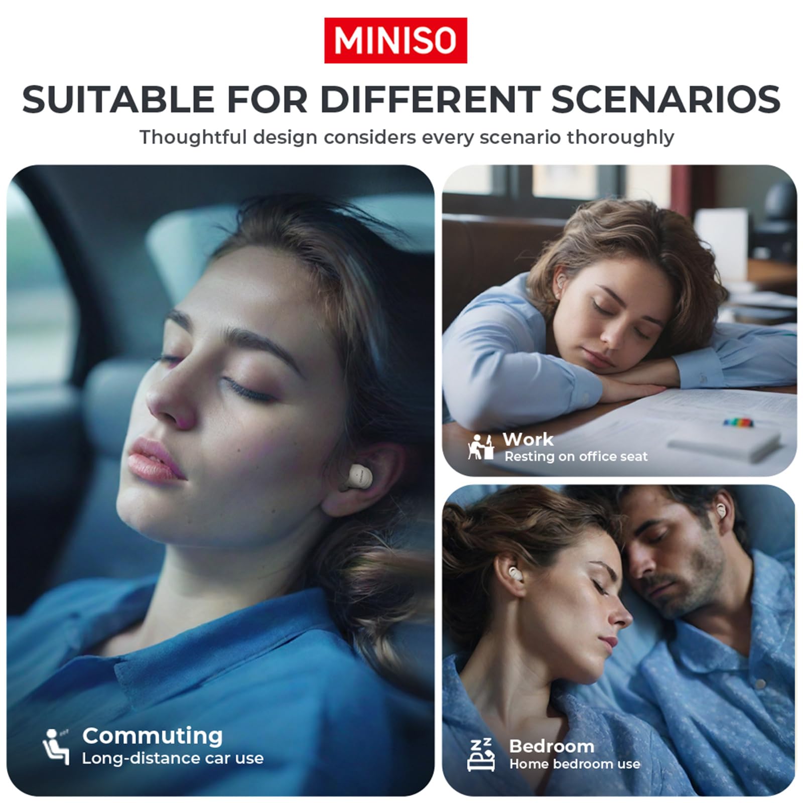 MINISO X10 Bluetooth Sleep Wireless Earbuds Noise Blocking Earbuds Comfortable Fit Bluetooth 5.4 Earphones for Sleep Sounds Side Sleeper in-Ear Wireless Headphones for Sleeping Flat Ear Buds