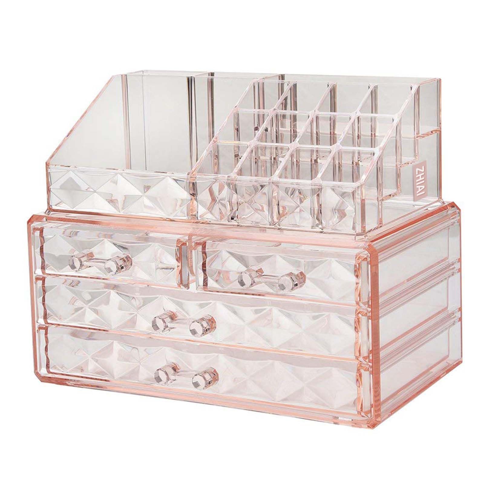 ZHIAI Stackable cosmetic organizer with drawers, easy to organize cosmetic products accessories Suitable for vanity, toilet, bathroom and bedroom organization and storage