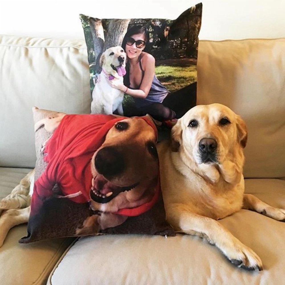 Shop&Three Custom Design Photos or Text Outdoor/Indoor Throw Pillowcase, Personalized Pet Photo Pillow, Love Photo Throw Pillowcases, Wedding Keepsake Throw Pillow Covers 18" x 18"