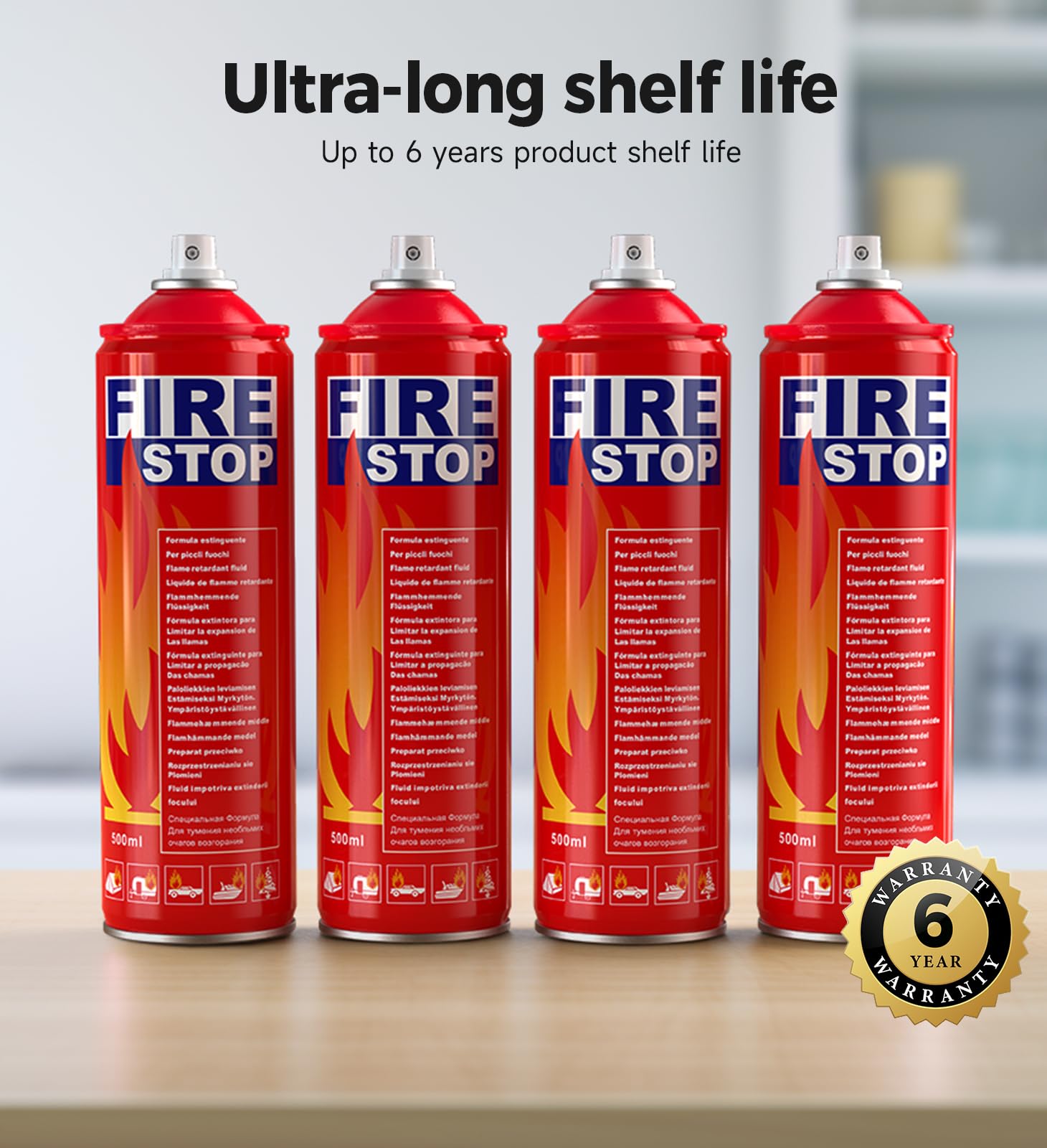 AmzBoom Fire Extinguisher 4-Pack with Mount Brackets，Emergency Kits & ，Emergency Survival Kits，Portable for Home, Kitchen, Car, Boat -Multi-Purpose Fire Protection.