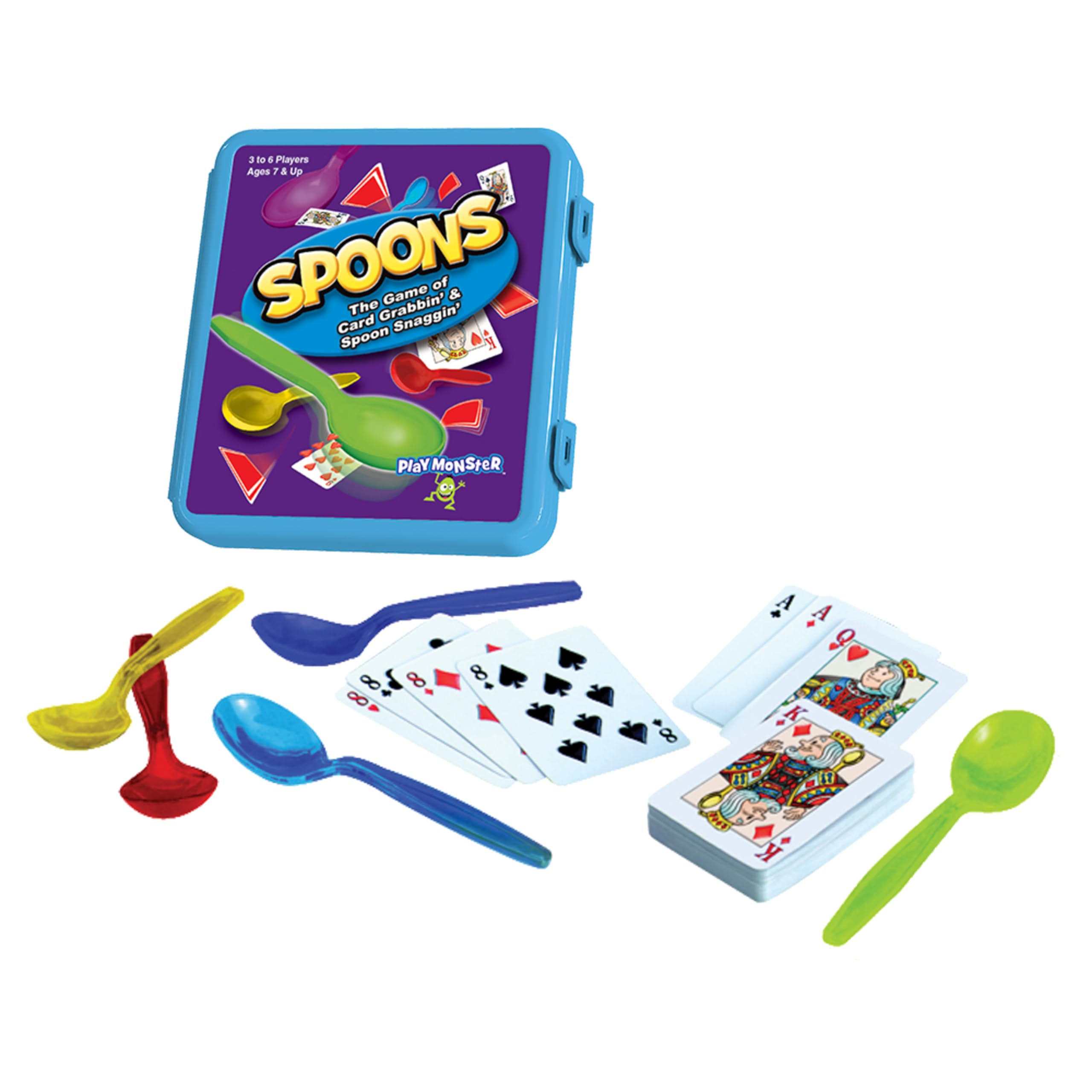 Spoons in a Case, Card Games for Kids - Spoons Game, Deck of Cards, Fun Family Games for Kids and Adults, Playing Cards, Game Night, Travel Games, 3-6 Multi-Player Card Game, Games for Adults, Ages 7+