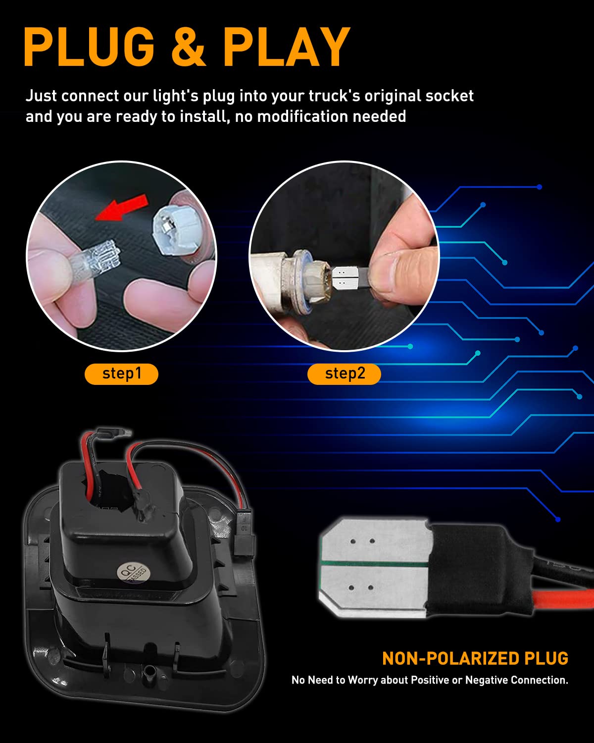 LESAUCE Full LED License Plate Light Tag Light For 2003-2018 Dodge RAM 1500 2500 3500 Pickup Truck, 6000K White, Smoke Lens, Tag Lamp Assembly Replacement, 2 PCS