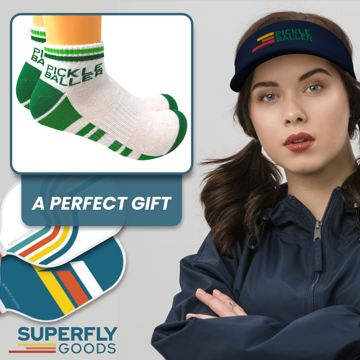 Super Fly Goods PICKLE BALLER Performance Crew Socks Socks for Men & Women Gift Mother's Father’s Day Birthday Fun pickleball Accessory Unisex (Pickleball Ankle)