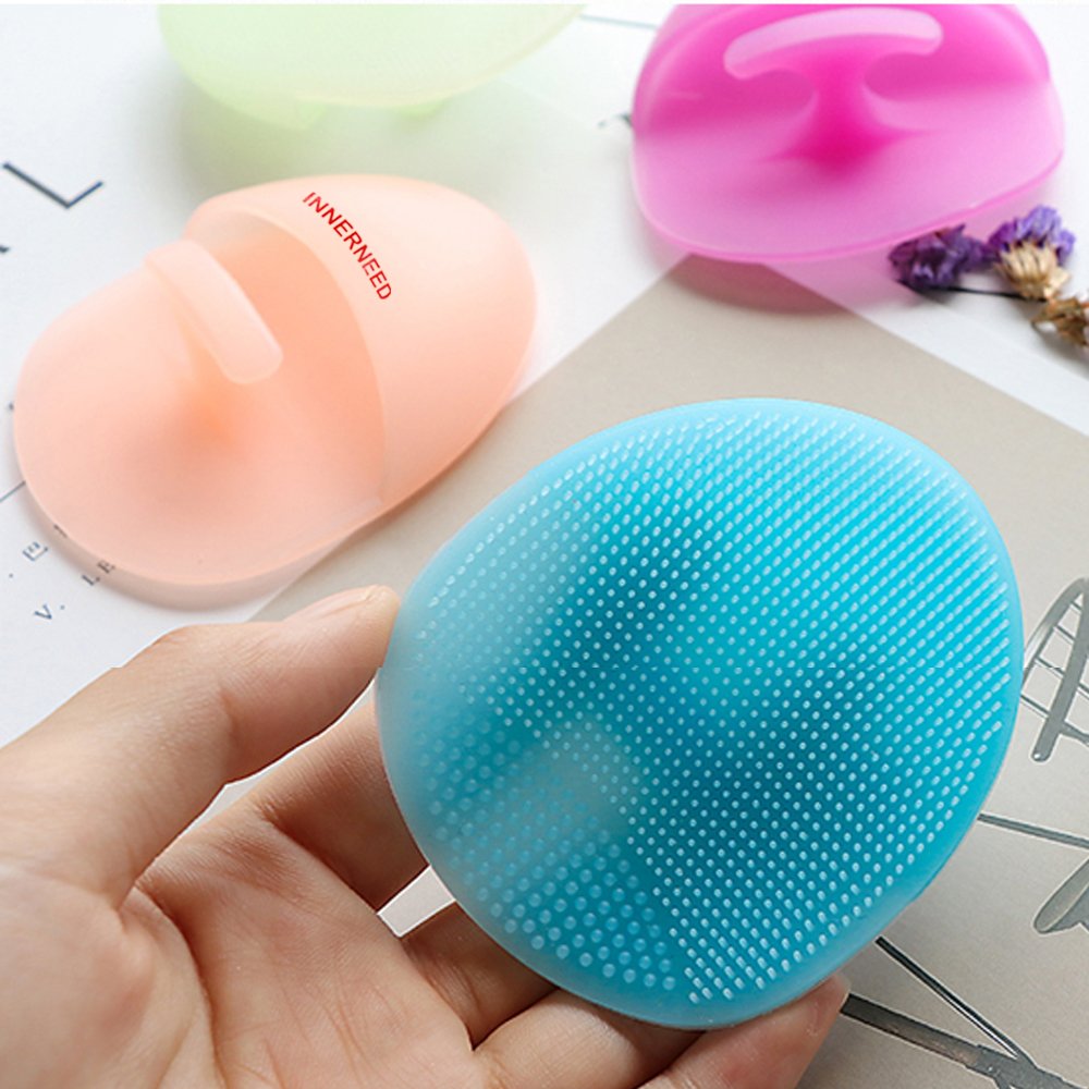 INNERNEED Super Soft Silicone Face Cleanser and Massager Brush Manual Facial Cleansing Brush Handheld Mat Scrubber for Sensitive, Delicate, Dry Skin (Pack of 4)