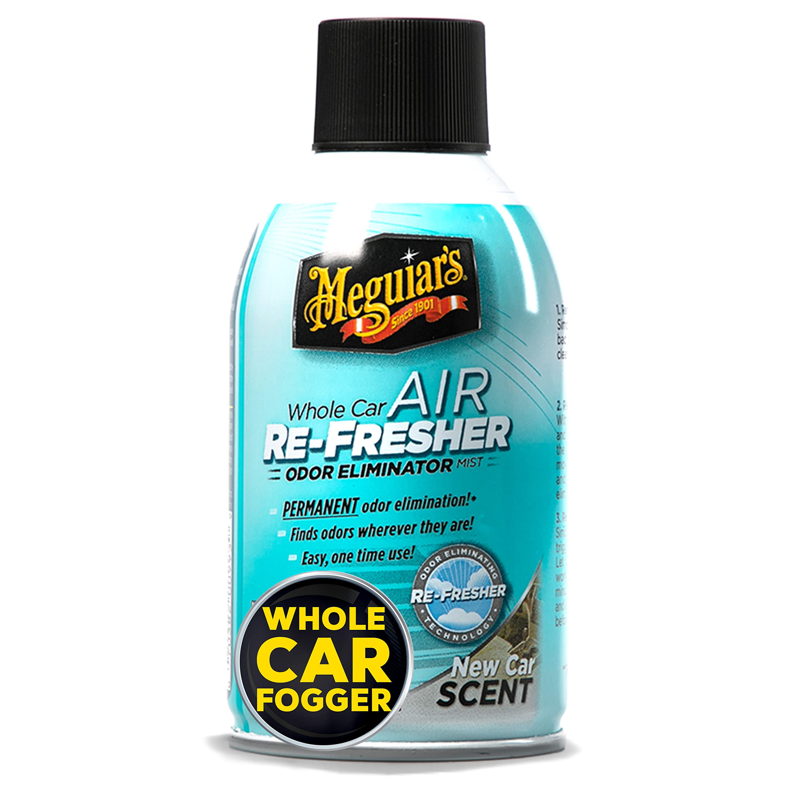 Meguiar's Whole Car Air Re-Fresher Odor Eliminator Mist - New Car Scent - Revitalize Your Car This Holiday Season and Permanently Remove Lingering Odors, 2 Oz Aerosol