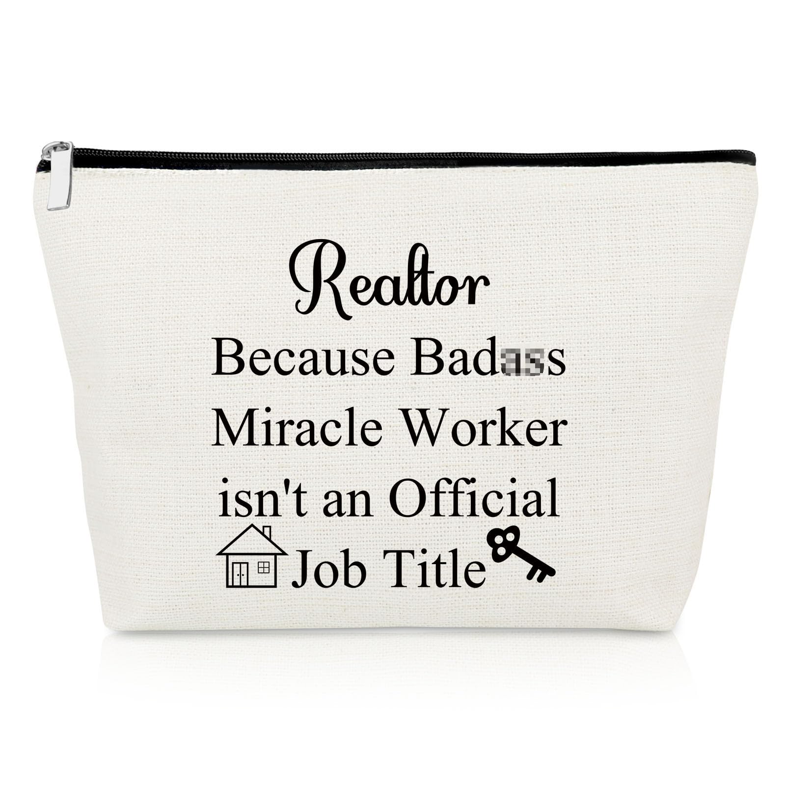 Gevody Realtor Gifts for Women Thank You Realtor Gifts Makeup Bag Realtor Closing Gifts Real Estate Agent Cosmetic Bag Appreciation Gifts for Seller Salesperson Broker Gifts Travel Cosmetic Pouch