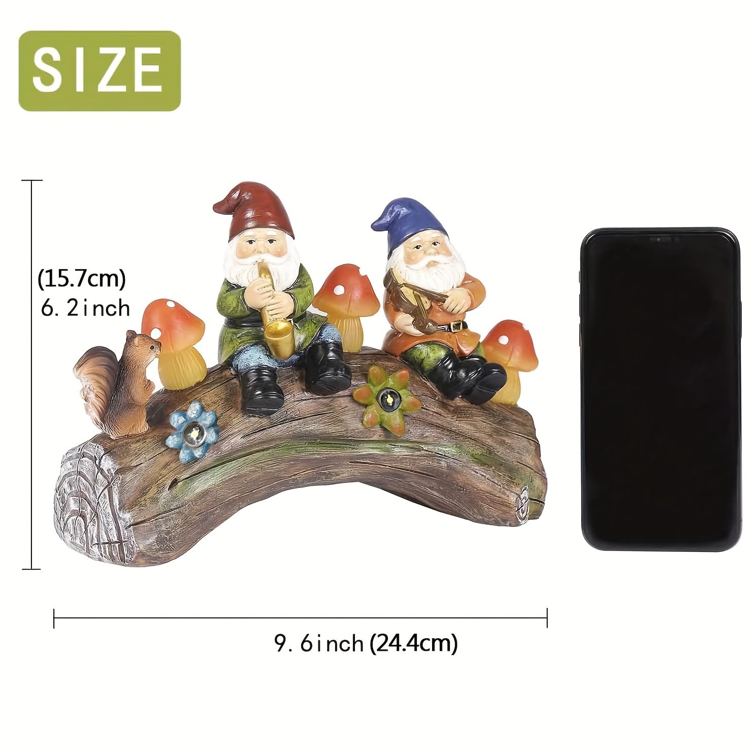 Jy.Cozy Gnome Garden Statue Funny Gnome Solar Mushroom Figurines, Resin Garden Gnomes Fall Decorations Outdoor for Patio Yard Lawn Porch, Ornament Gift