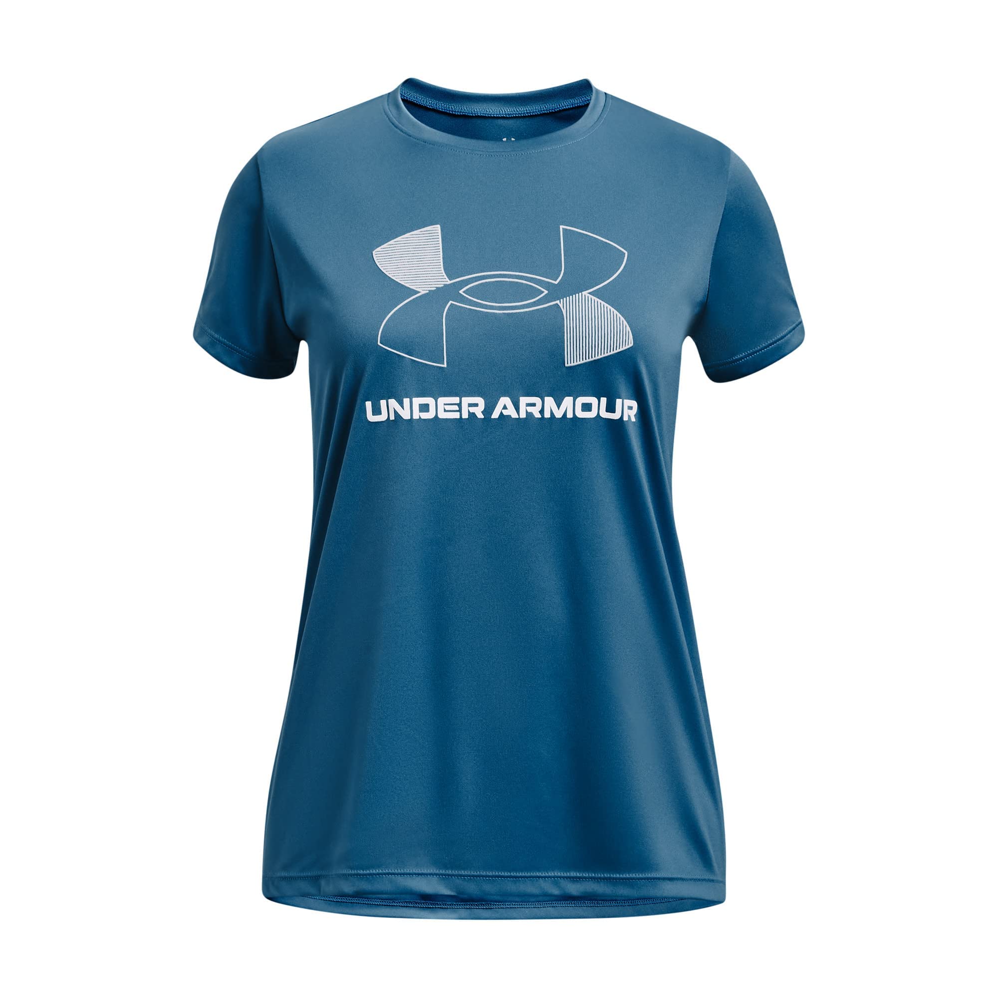 Under Armour Girls Tech Big Logo Short Sleeve T Shirt, (466) Cosmic Blue / / White, X-Large