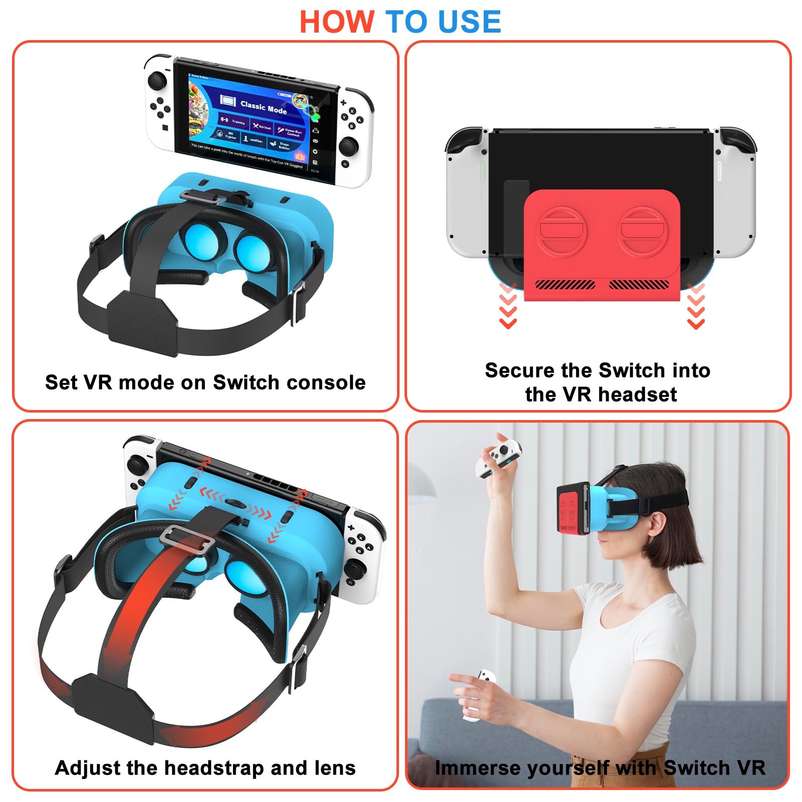 WinDrogon VR Headset, Designed for Nintendo Switch & Switch OLED Accessories for Switch VR Games, Labo VR and YouTube VR, VR Glasses with Adjustable Pupil Distance and Adjustable Switch Goggles Strap…