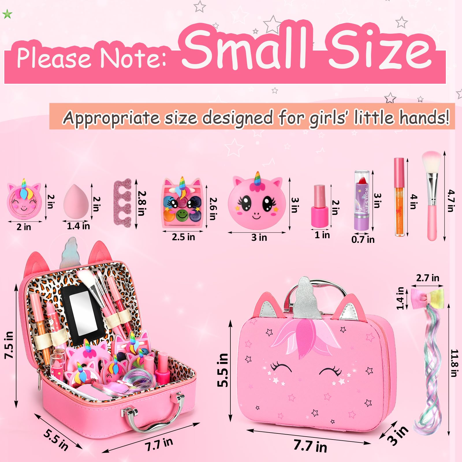 Kids Washable Makeup Girls Toys - Girls Makeup Kit for Kids Make up Set Real Makeup for Kid Little Girls Toddlers Children Princess Christmas Birthday Gifts Toys for 3 4 5 6 7 8 9 10 Year Old Girls