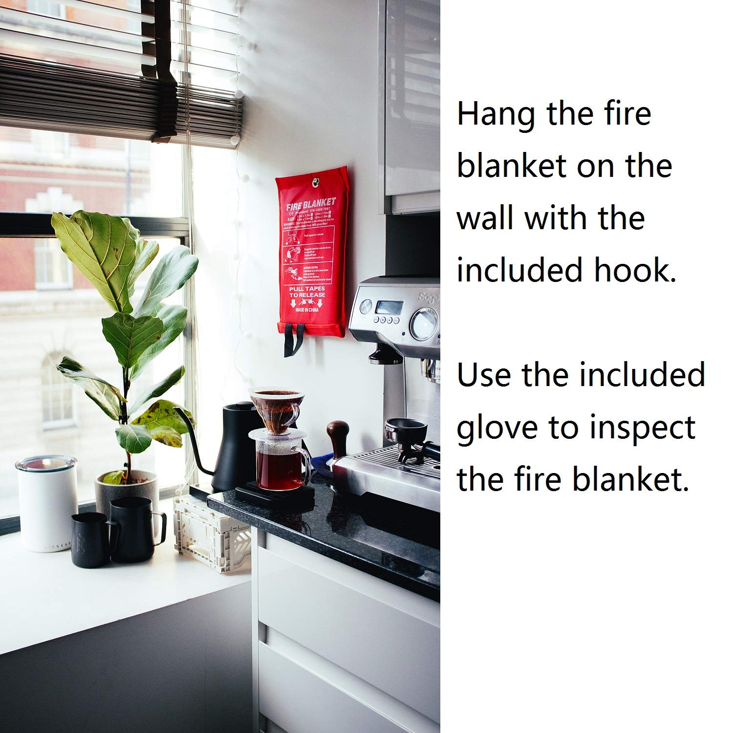 Fire Blanket For Home XL - 59 x 59 Fire Blankets Emergency For People Fire Retardant Blanket Fire Shelter Large Suppression Fiberglass Kitchen Home Restaurant House Fire Proof Survival Safety Reusable