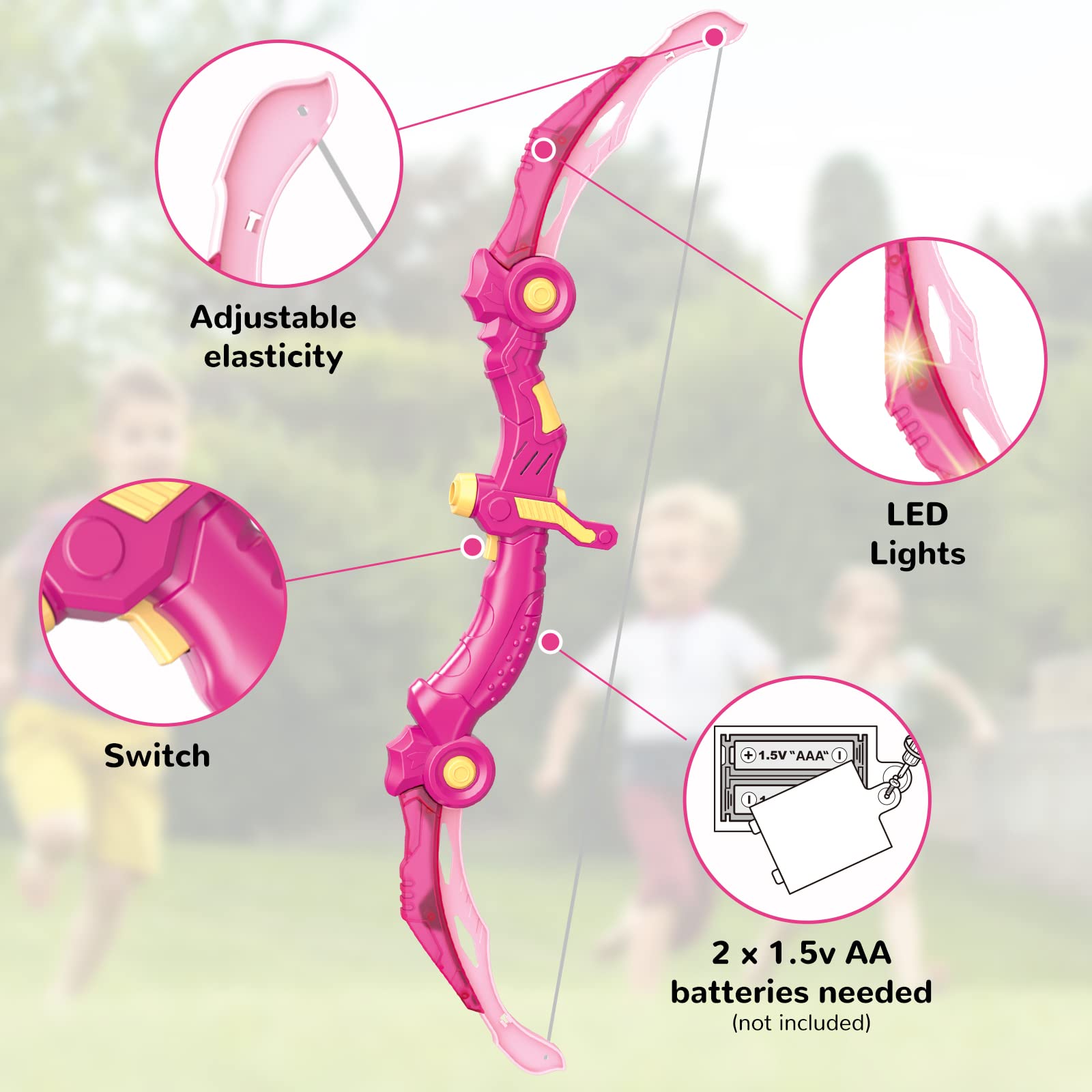 Bow and Arrow Toys with LED Light Up Archery, Birthday Gift for Girls 5 6 7 8 9 10 11 12 Year Old, Christmas Indoor Outdoor Activity Toy for Kids Girls Ages 6-8, 10 Suction Cup Arrows, Target, Quiver