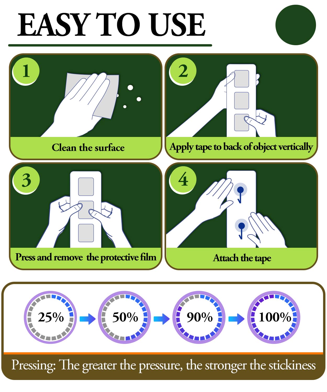 PHIXBEAR 60 Pcs Double Sided Tape Heavy Duty, Made of 3M, High-Adhesive Pads - White 1.57"x1.97" Automotive Adhesive Pads, Heat-Resistant, Waterproof, Outdoor & Indoor Decoration