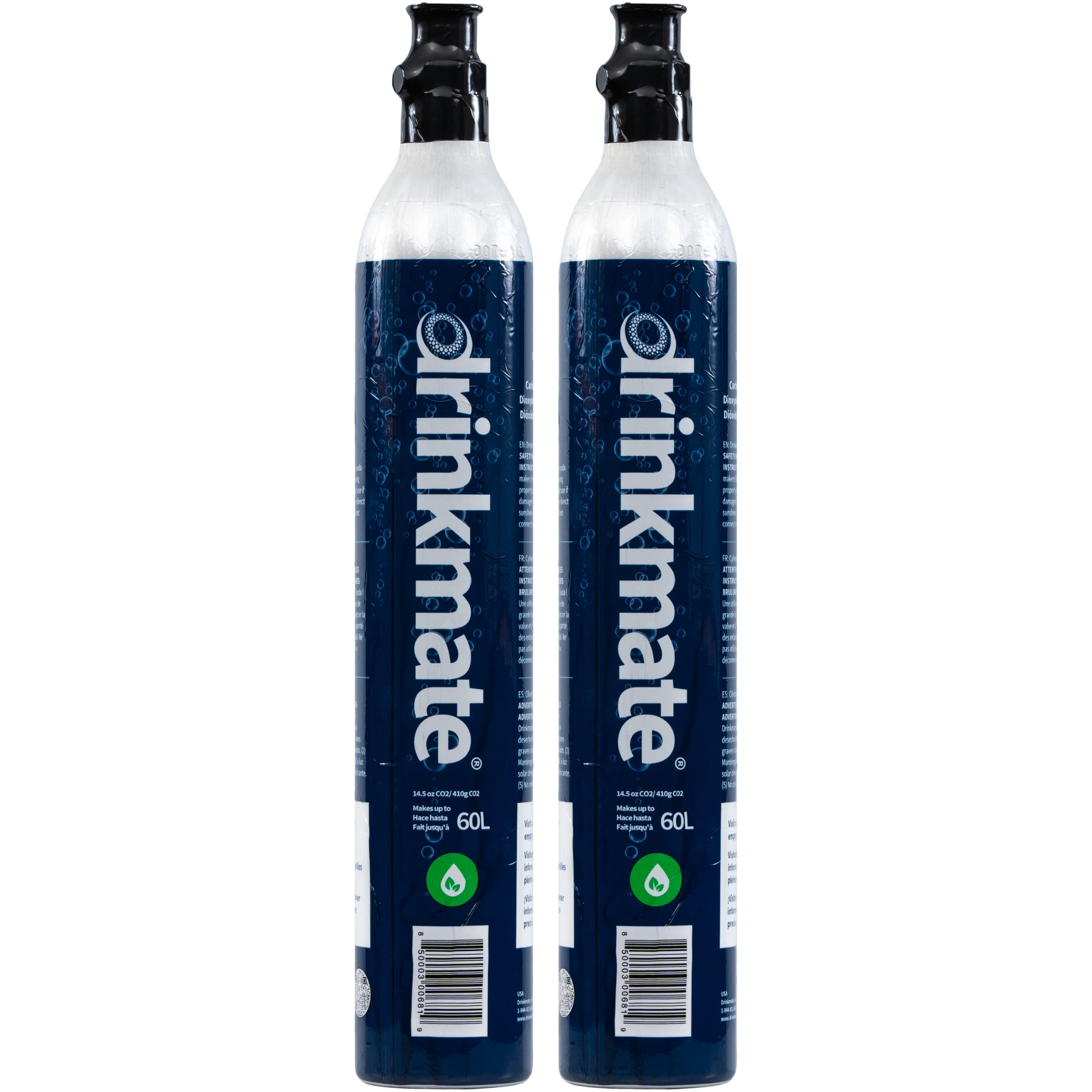 Drinkmate Threaded 60L CO2 Exchange Cabonation Cylinders, Compatible w/SodaStream (Screw-In), Aarke, Ninja Thirsti, 14.5 Oz, Cartridge Gas Canister Refill (Set of 2)