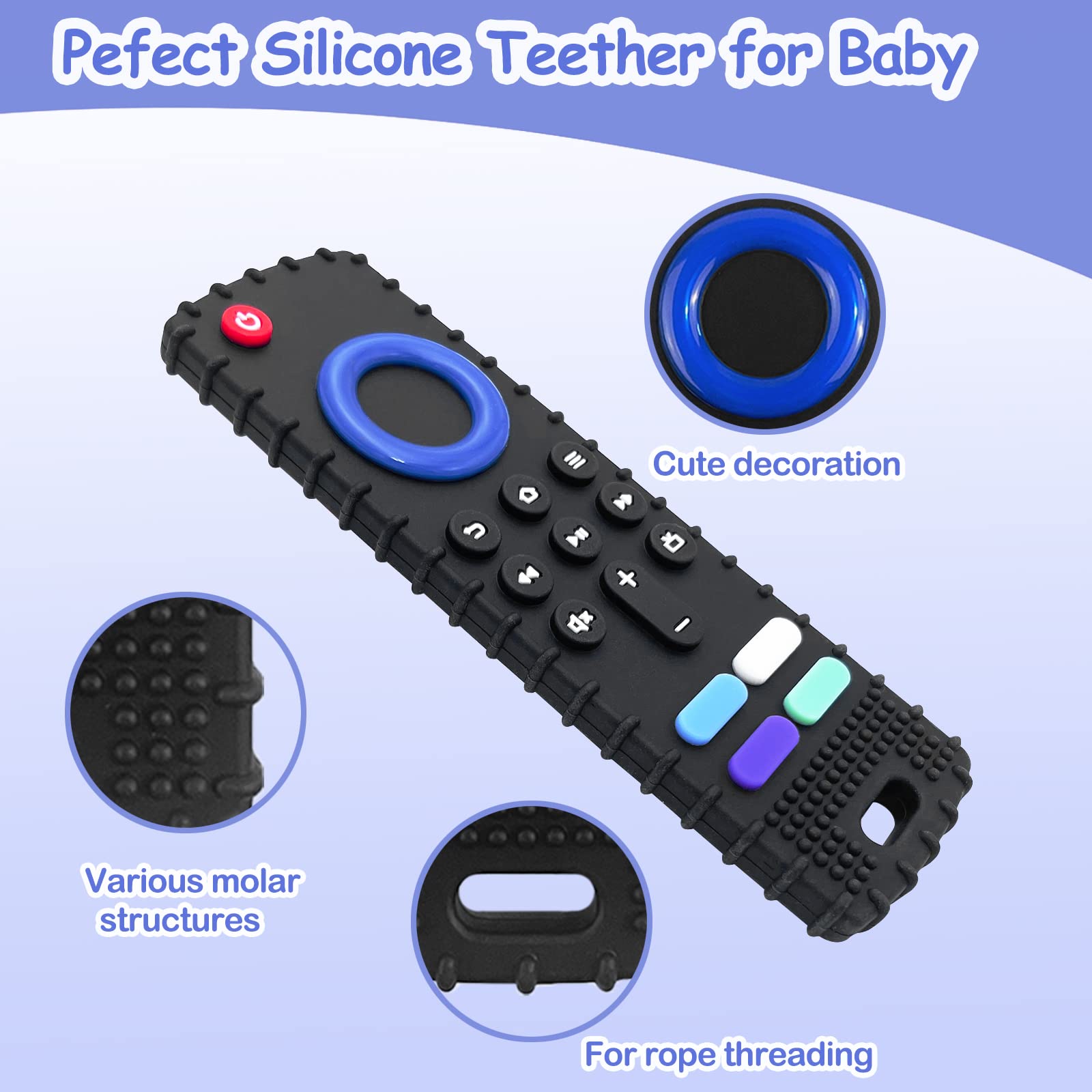 2 Pack Baby Infant Teething Toys for Babies 3-36 Months Remote Control Teether for Baby (Color05)