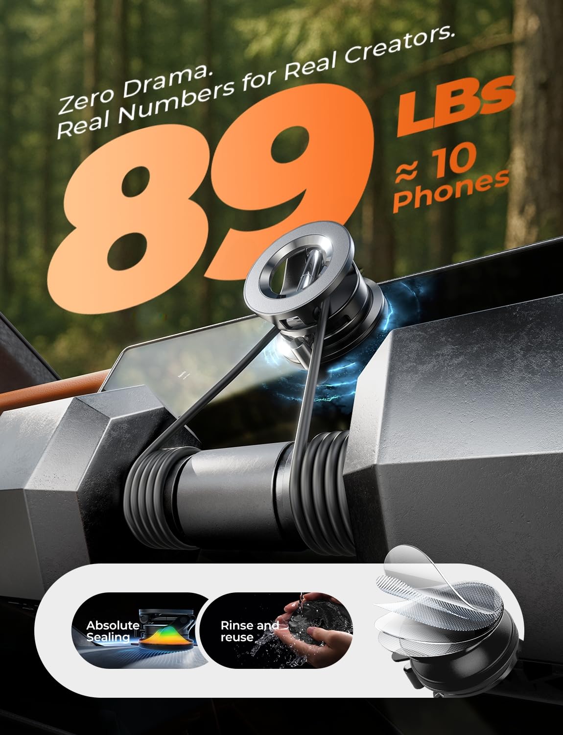 LISEN Vacuum Magnetic Phone Holder for Car, SuctionPro Magsafe Car Mount 360 Adjustable Phone Mount for Car Accessories/Truck/Jeep/Windshield/Mirror/Kitchen/Gym for iPhone 17 Pro Max 16 15 14 13