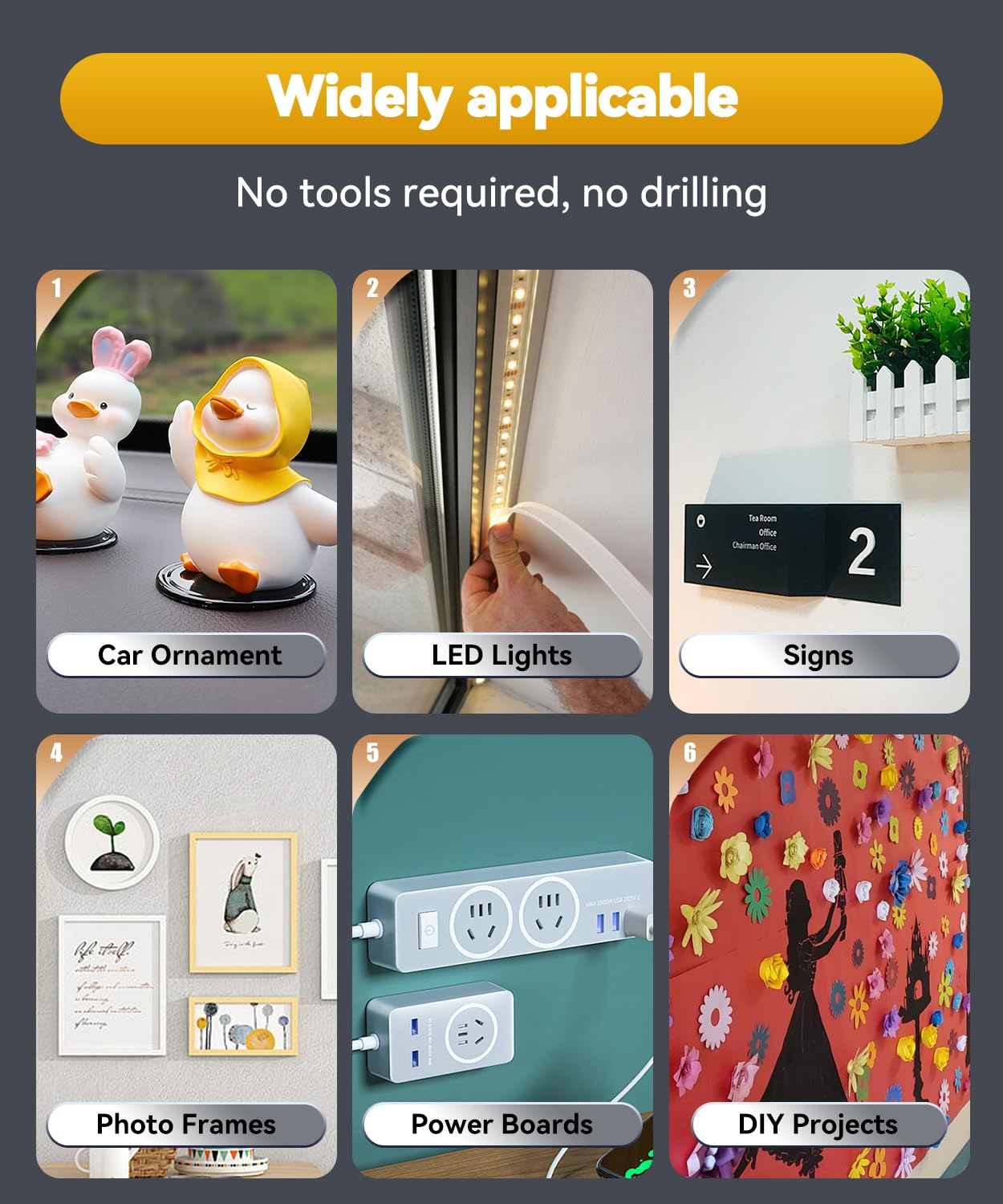 PHIXBEAR Double Sided Tape Heat Resistant Heavy Duty, Waterproof Outdoor Indoor Automotive Mounting Tape, Removable No Residue Super Strong Adhesion Foam Tape, 1" x 20FT