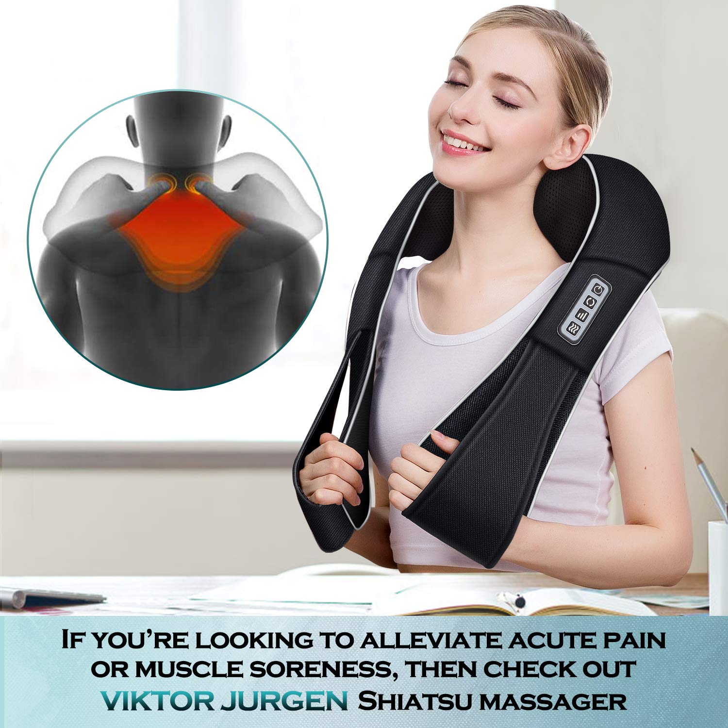 VIKTOR JURGEN Christmas Gifts for Women & Men, Shiatsu Neck and Shoulder Massager with Heat Deep Tissue Kneading Sports Recovery Massagers for Back, Foot, Relaxation Gifts for Wife, Husband, Him, Her