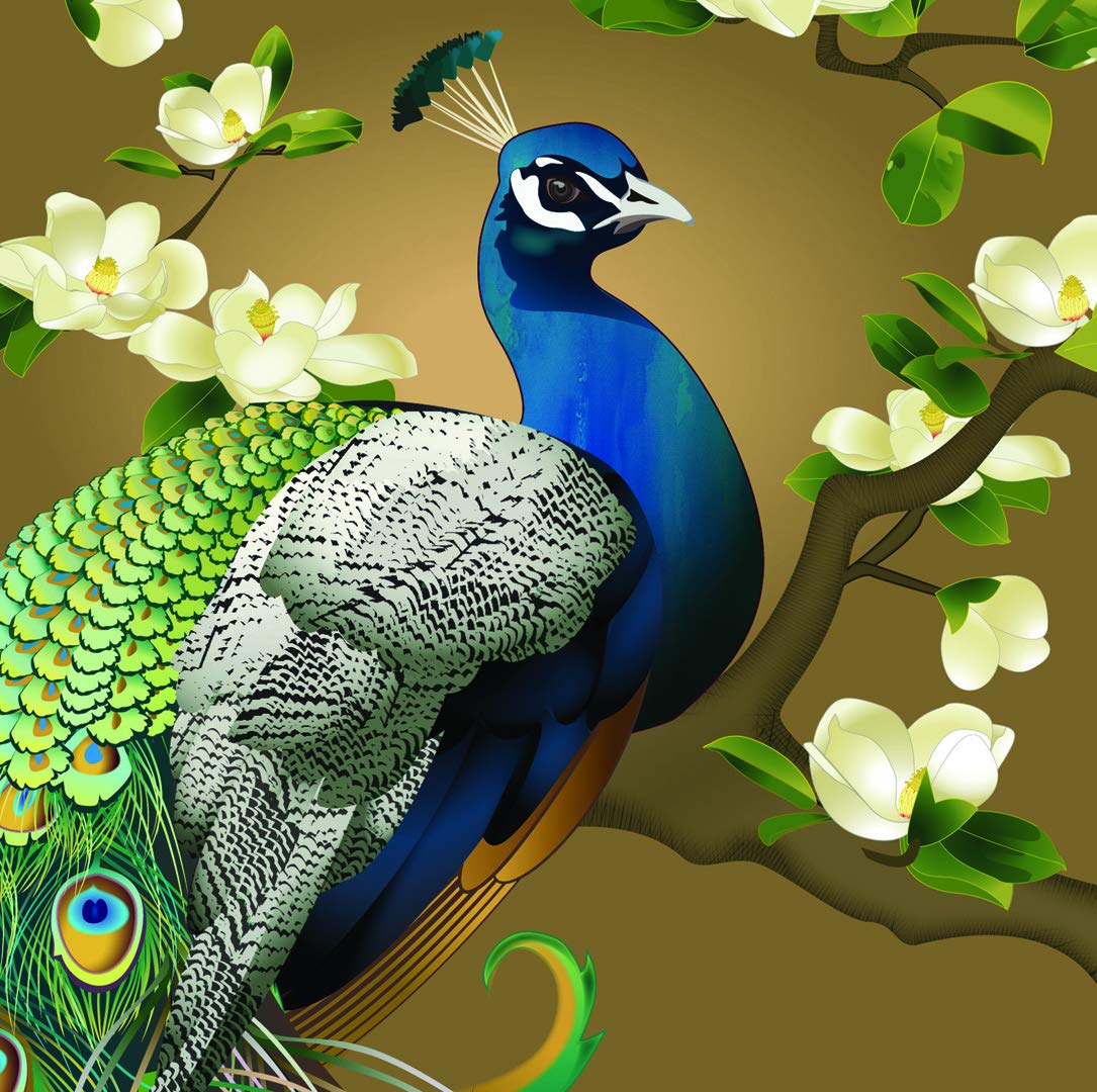 Up With Paper 1 X Pop - Up Greeting Card (Peacock and Magnolias), multi colored (UP-WP-1037)