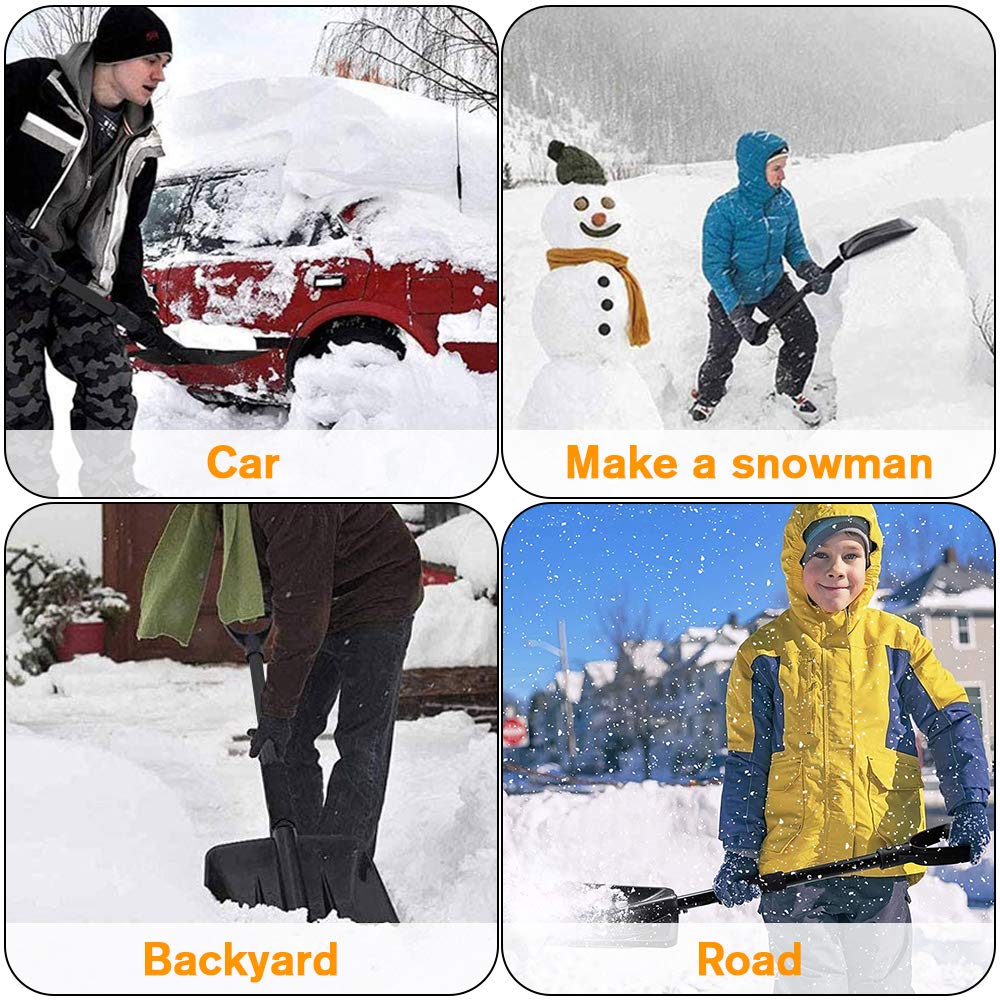 Snow Shovel, Snow Shovels for Snow Removal Heavy Duty Portable Sport Utility Detachable Shovel for Driveway Car Emergency Home Garden Camping Beach