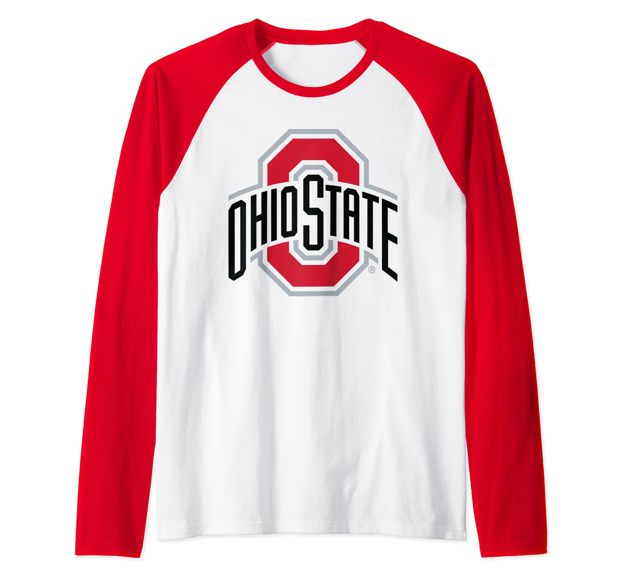 Ohio State Buckeyes Mens Icon Logo Officially Licensed White Raglan Baseball Tee