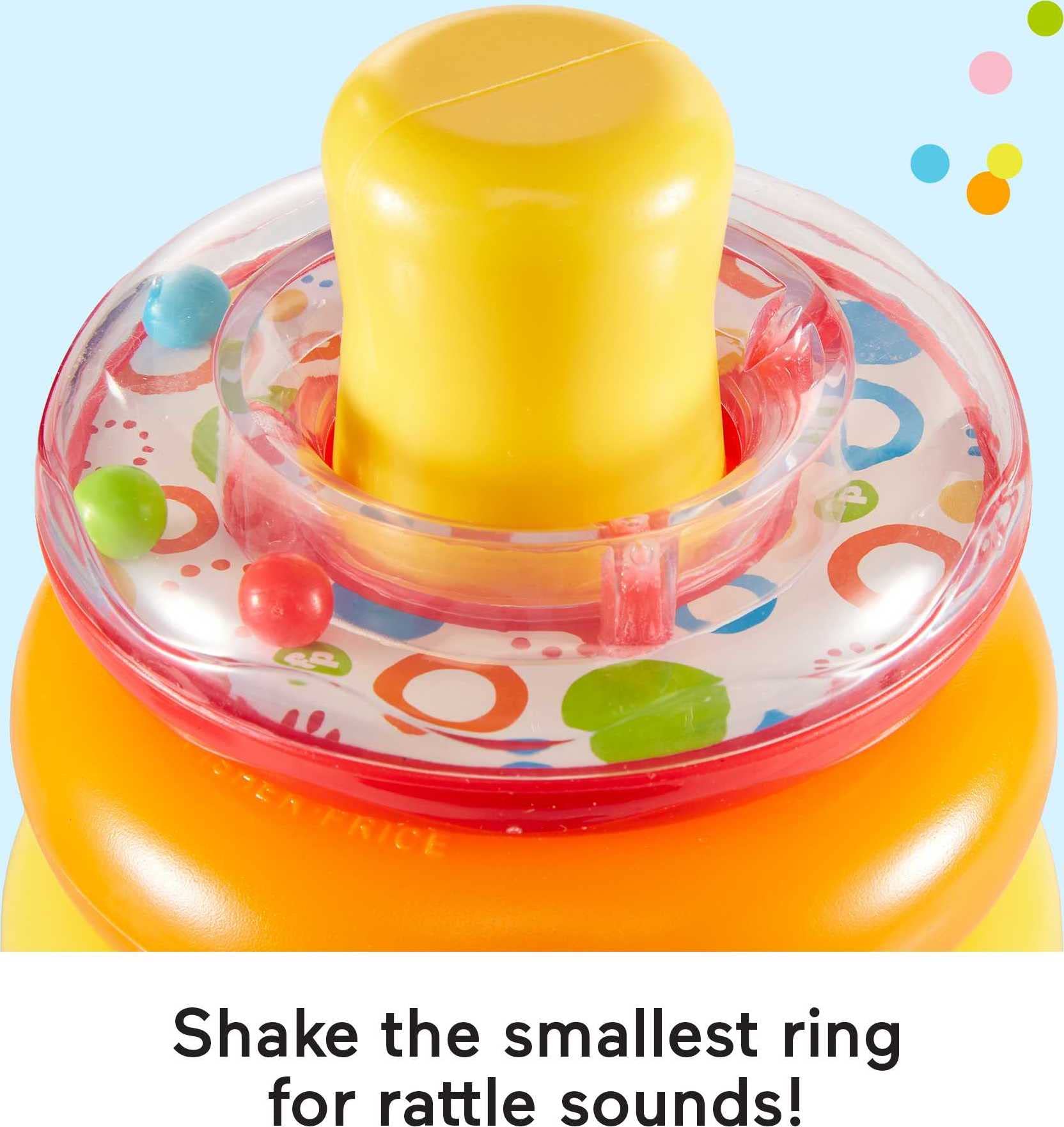 Fisher-Price Baby Stacking Toy Rock-A-Stack, Roly-Poly Base with 5 Colorful Rings for Ages 6+ Months