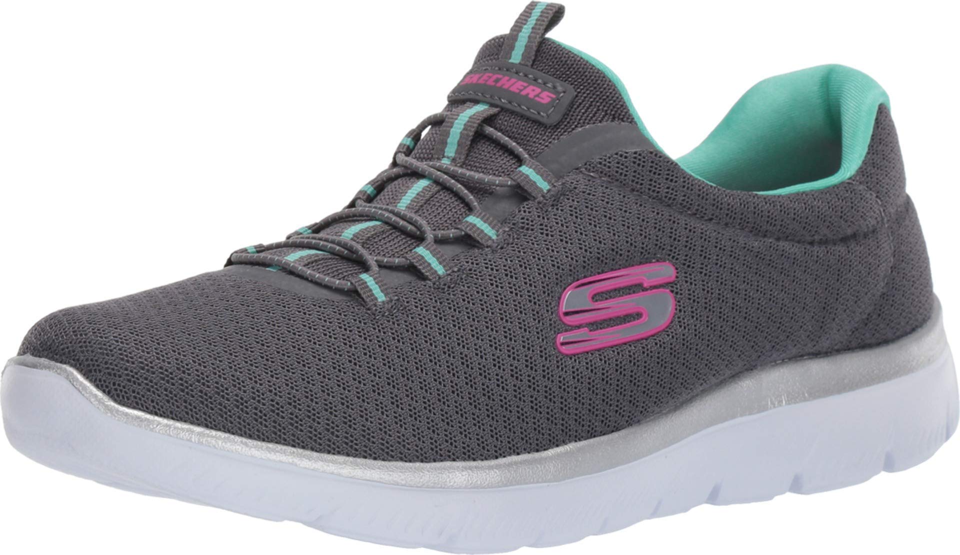 Skechers Women's Summits Sneaker, Charcoal/Green, 6.5