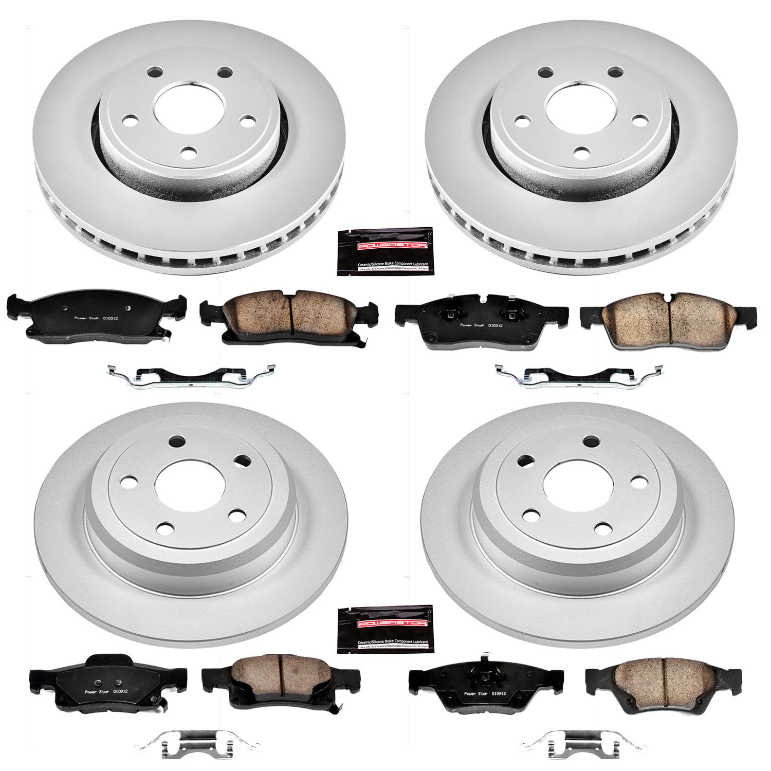 Power Stop CRK5952 Front and Rear Coated Brake Rotors and Ceramic Pads Brake Kit For 2011-2020 Dodge Durango | 2011-2016 Jeep Grand Cherokee [Models With 330mm Front Rotors, Solid Rear Rotors]