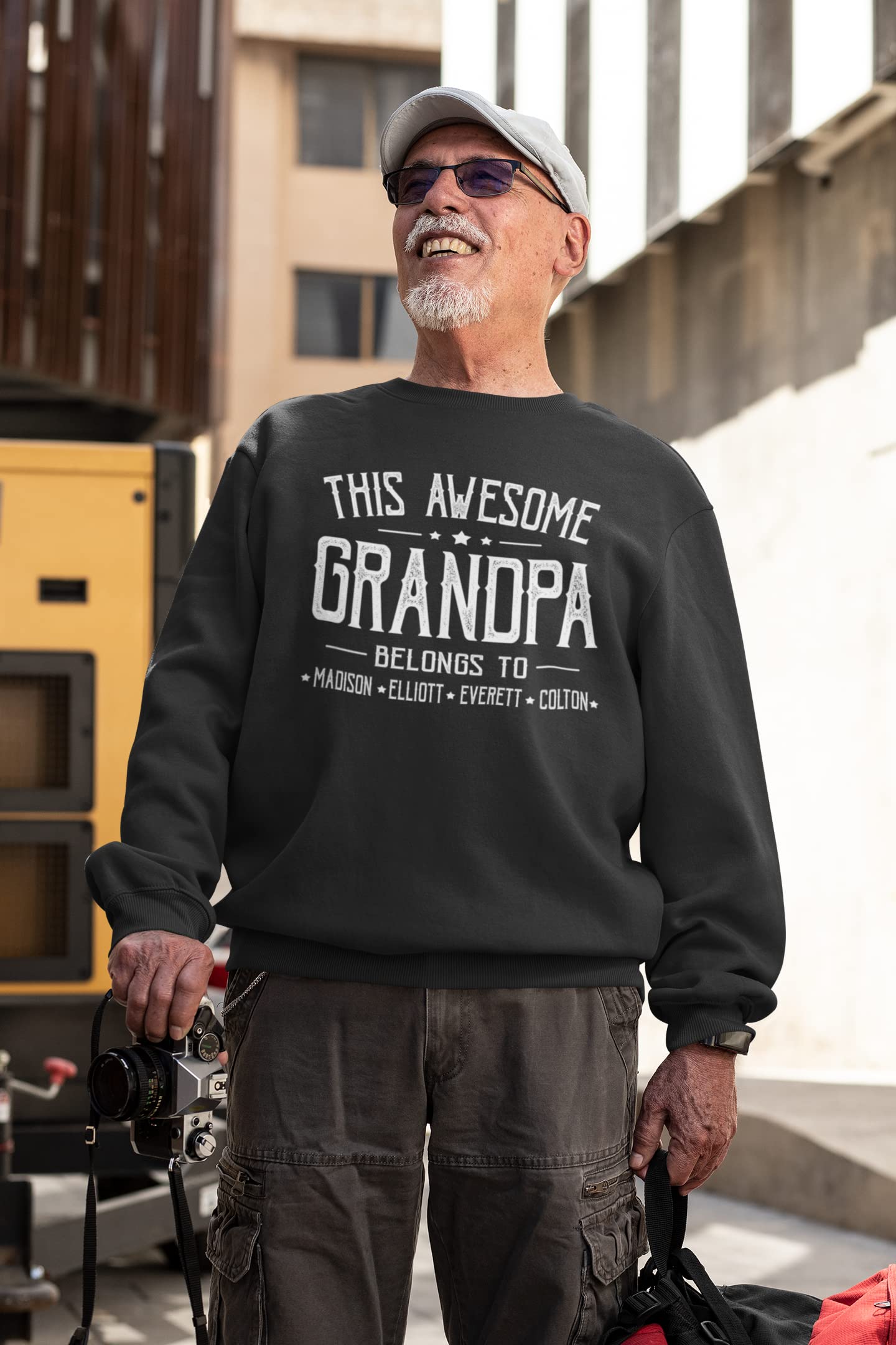 Personalized Grandpa Shirt - This Awesome Grandpa Belongs to Kids Name Tee, Grandpa Gifts, Customized Grandpa Shirts for Men, Fathers Day Birthday Gifts for Grandpa, Gifts from Grandson Granddaughter