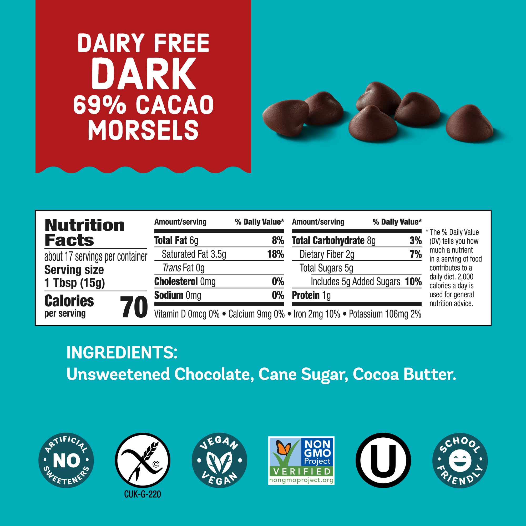 Enjoy Life Baking Chocolate Semi-Sweet Mega Chunks, Dairy Free, Soy Free, Nut Free, Non GMO, Gluten Free, Vegan Chocolate Chips, 10 oz bag