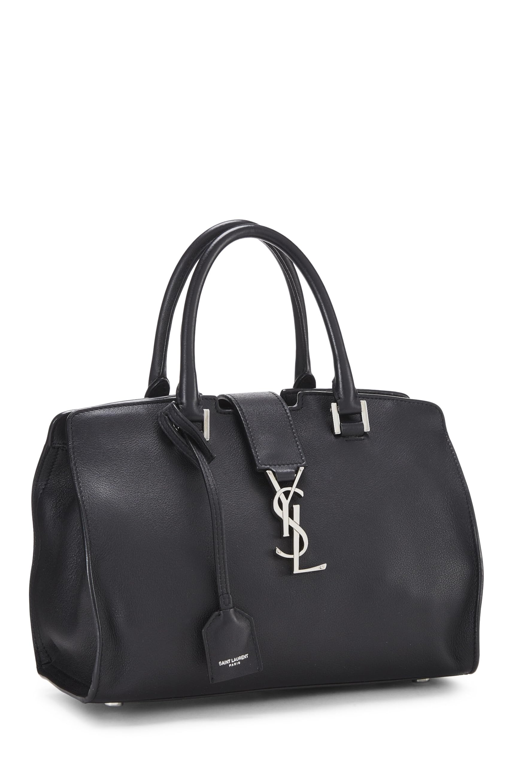 Yves Saint Laurent, Pre-Loved Black Soft Calfskin Monogram Cabas Baby, Black