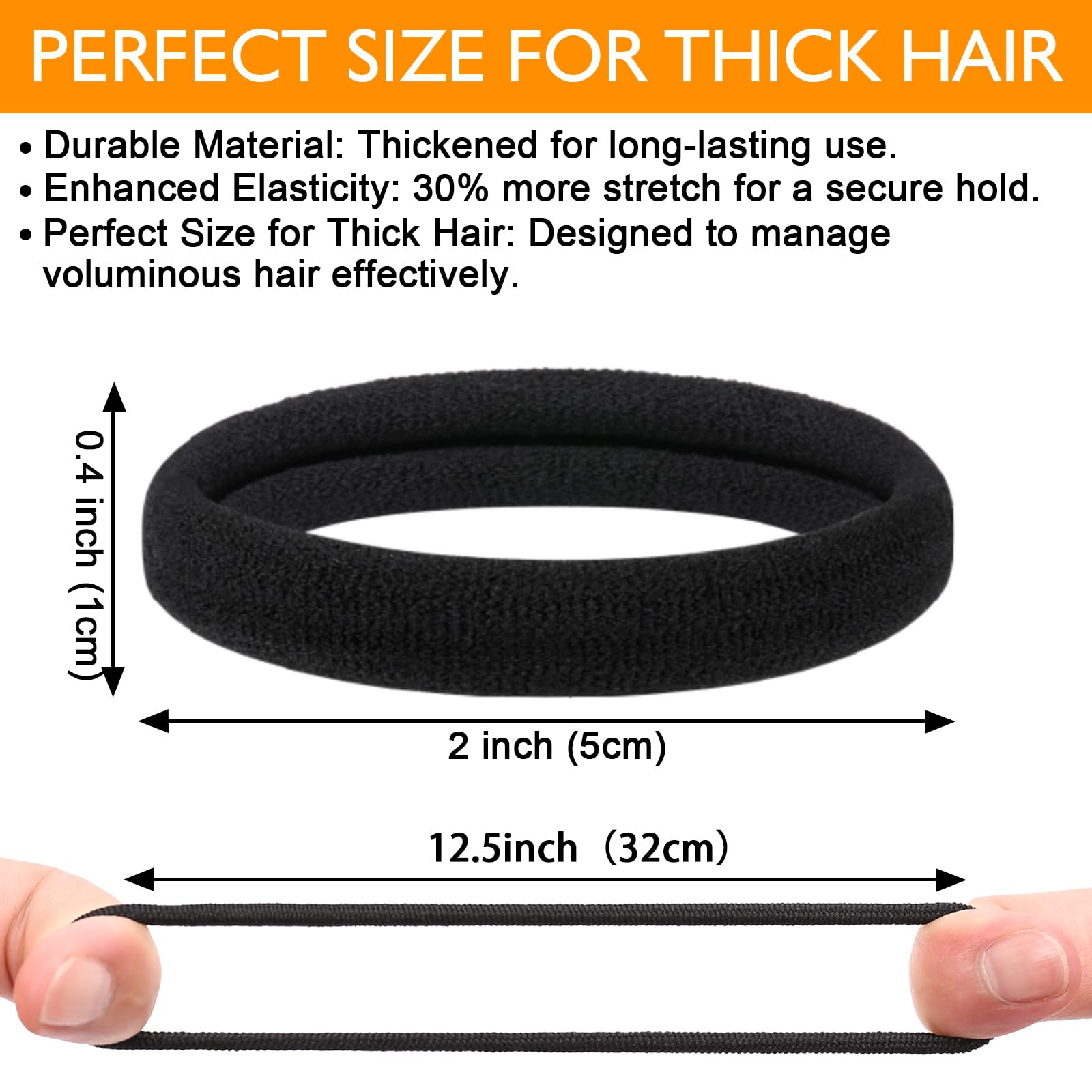 Black Hair Ties No Damage 100 Pcs Ponytail Holders Elastic Hair Ties Thick Hair Bands for Women Girls Thick Curly Hair