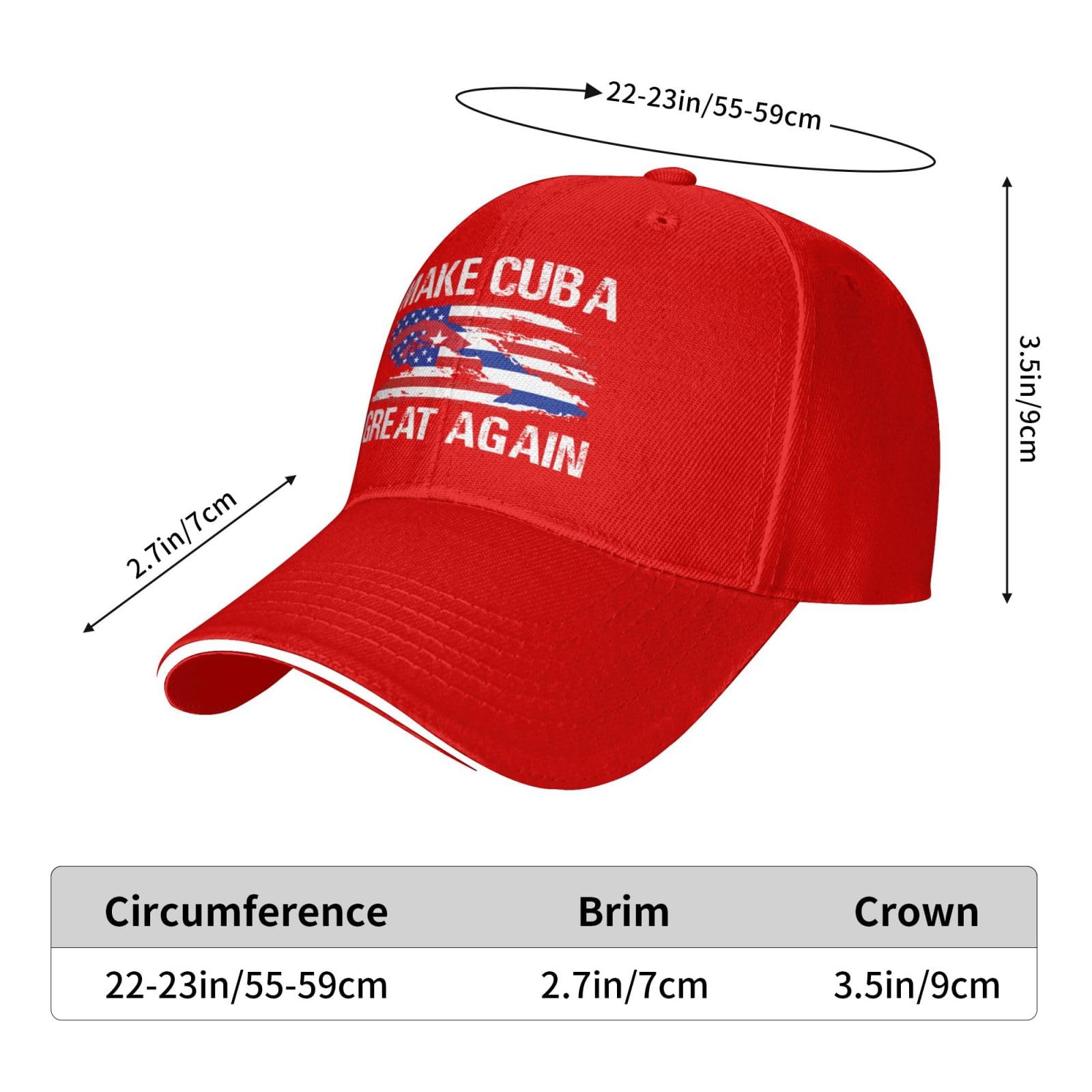 AINVLENAN Make Cuba Great Again Supporter Baseball Cap Red