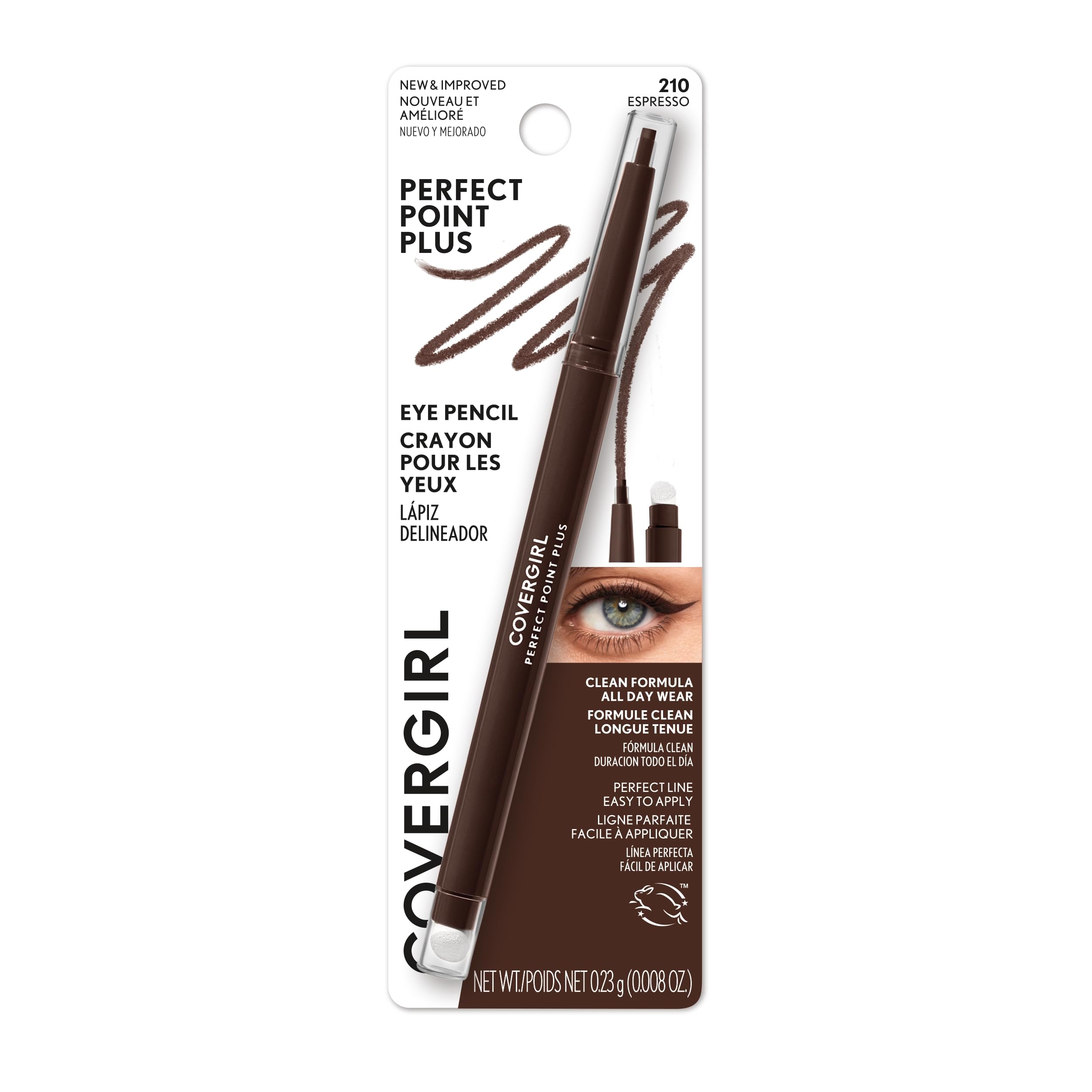 CoverGirl Perfect Point Plus Eyeliner Pencil, Espresso, Long-Lasting, Versatile Brown Eyeliner, Soft Smudging Tip, No Sharpening Needed, Pack of 1