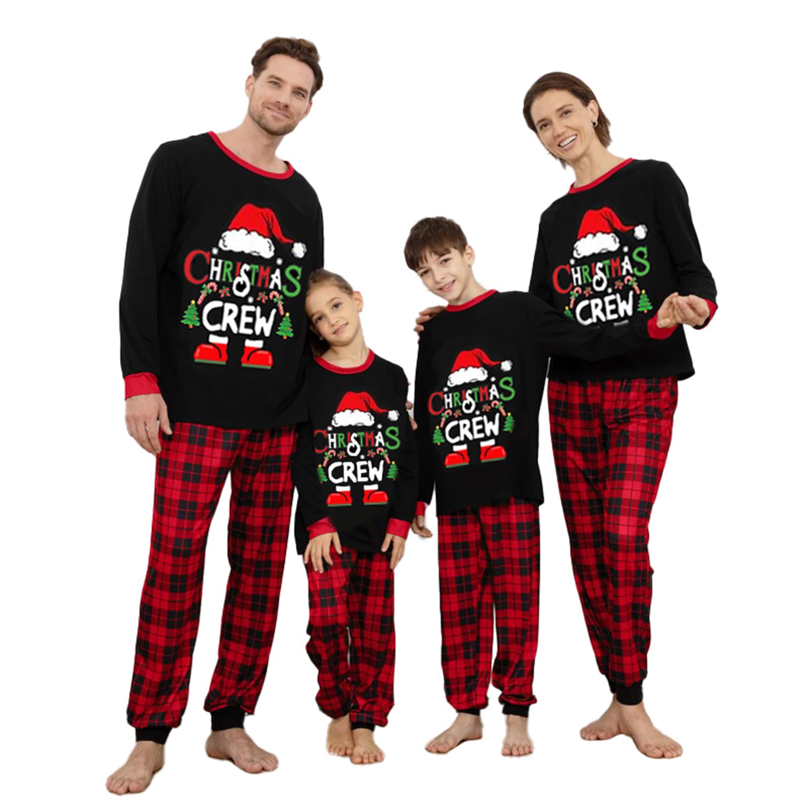 Manooby Christmas Pajamas for Family,Christmas Pajamas Matching Sets,Family Xmas Pjs for Dog (M,Style 07 (Black Red)