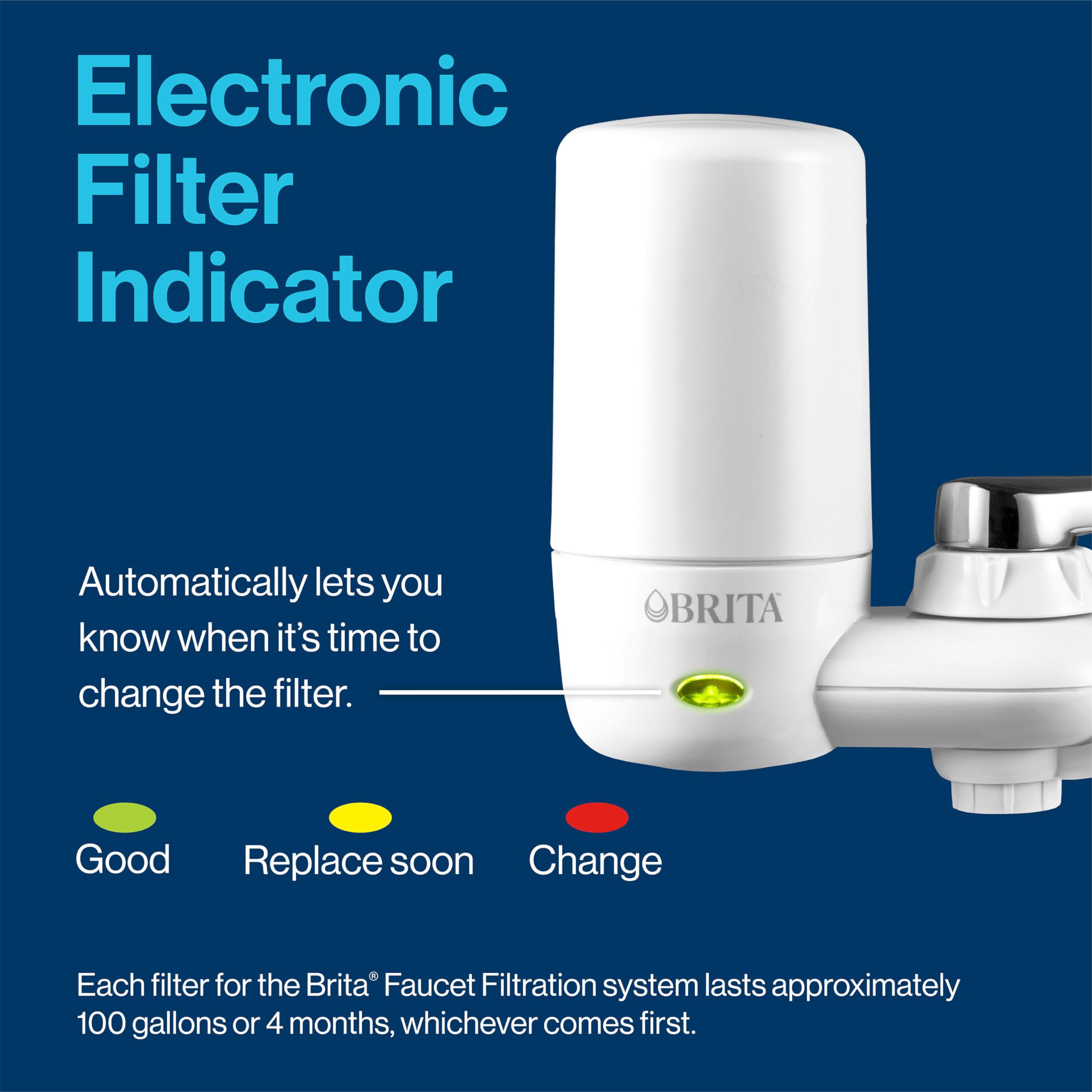 Brita Faucet Mount Water Filter for Sink, Removes 99% of Lead, Elite Advanced Filtration System, Includes 1 Replacement Filter, White