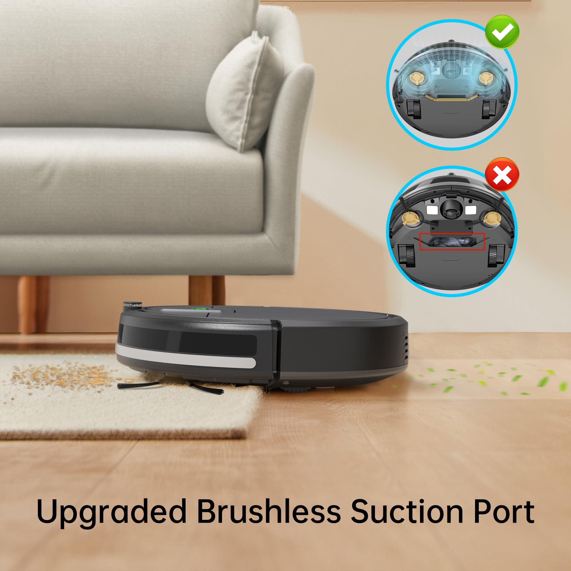 ENCHE Robot Vacuum Cleaner, 2900Pa Robot Vacuum Powerful Suction with Remote Control, Automatic Self-Charging, Long Runtime, Slim and Quiet Robotic Vacuum for Carpet and Pet Hair