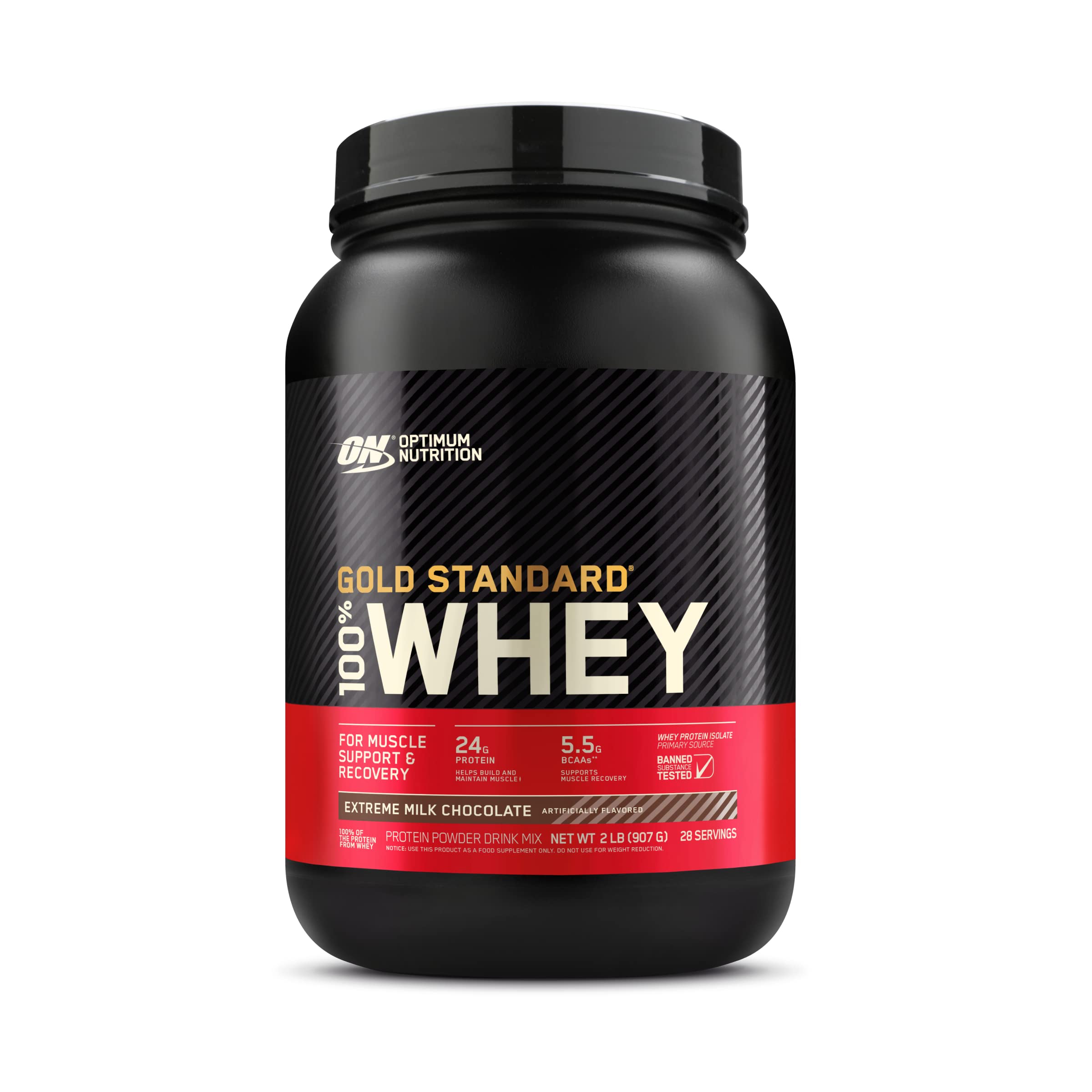 Optimum Nutrition Gold Standard 100% Whey Protein Powder, Extreme Milk Chocolate, 2 Pound (Pack of 1) (Packaging May Vary)