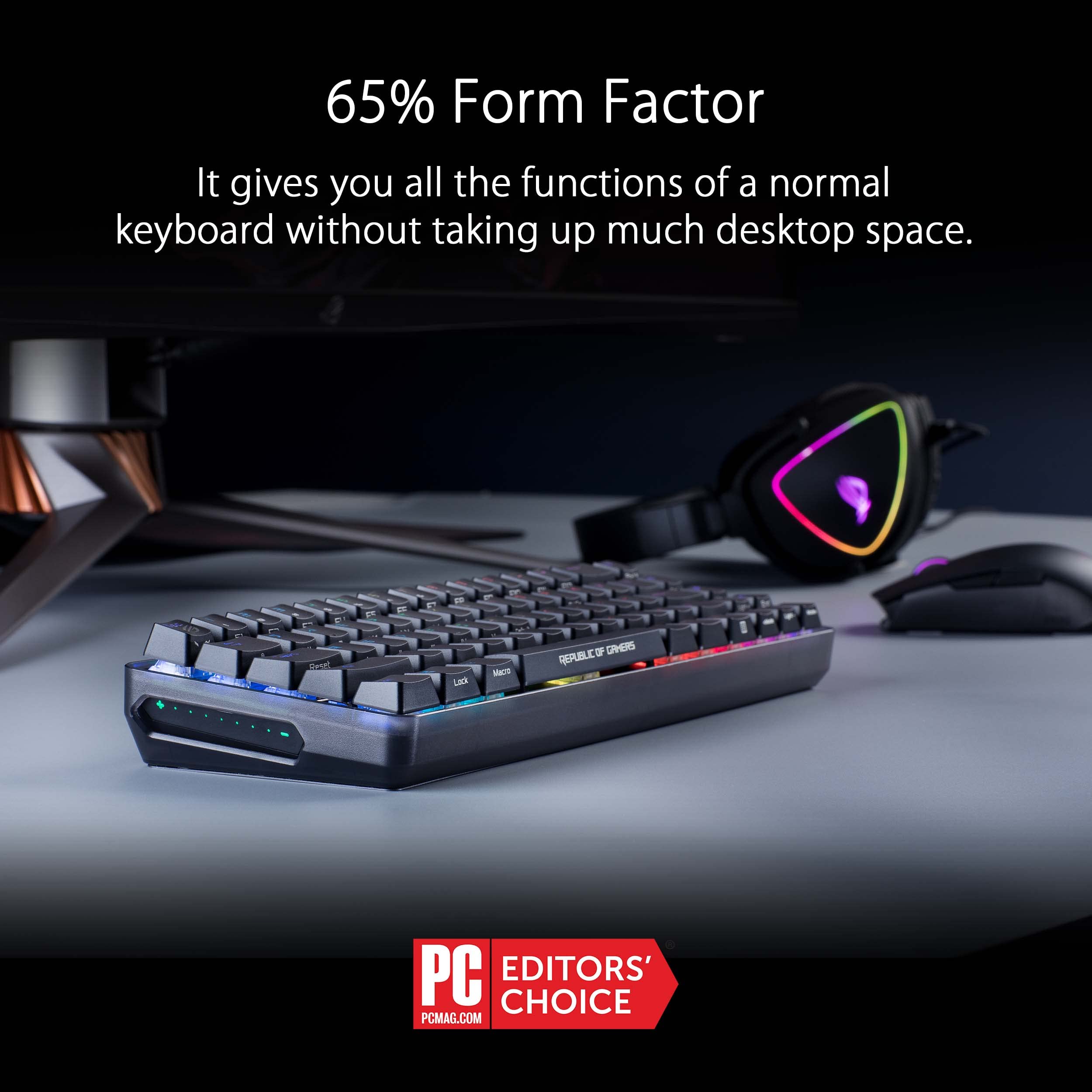 ASUS ROG Falchion Wireless 65% Mechanical Gaming Keyboard | 68 Keys, Aura Sync RGB, Extended Battery Life, Interactive Touch Panel, PBT Keycaps, Cherry MX Brown Switches, Keyboard Cover Case