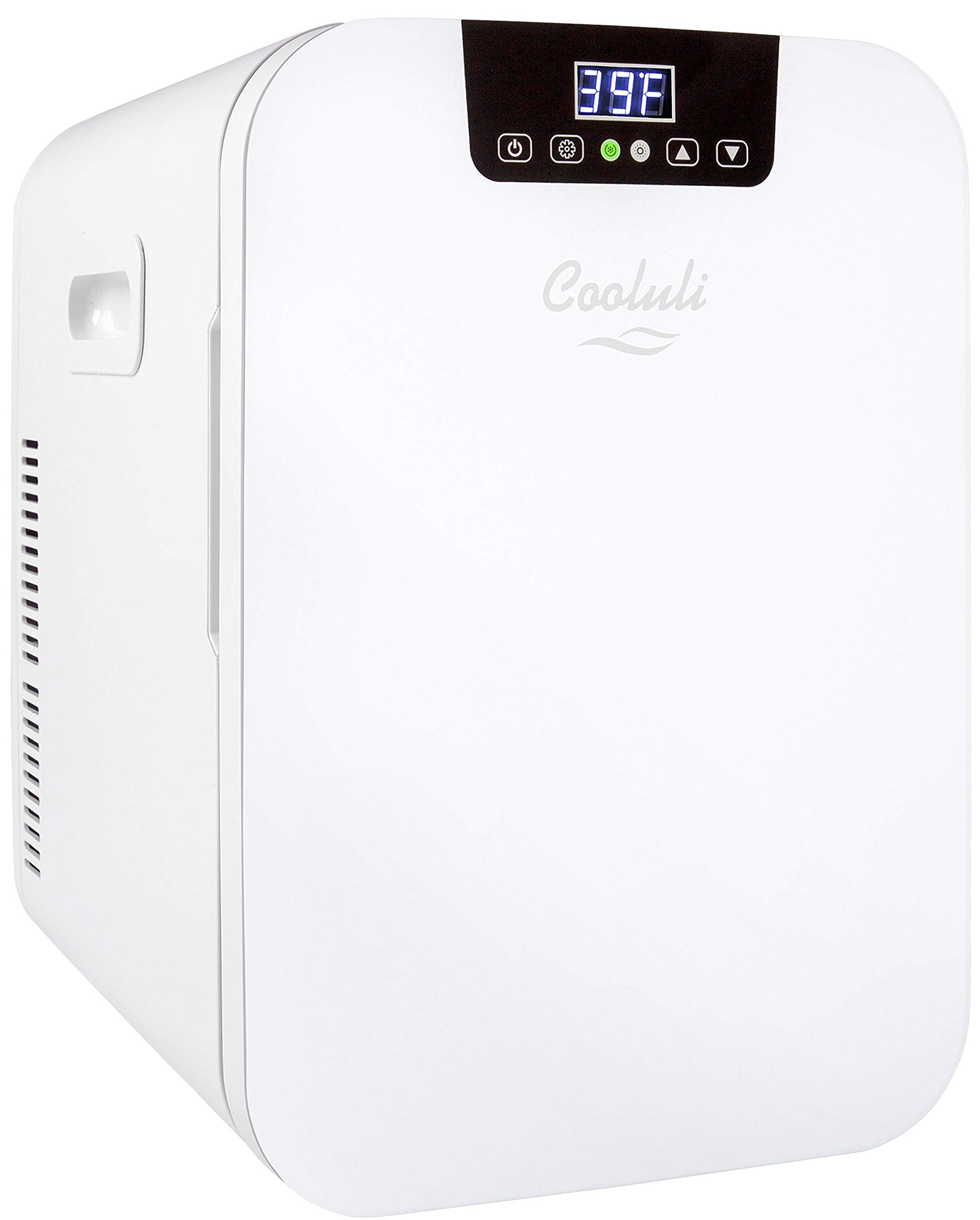 Cooluli 20 Liter Mini Fridge with Temperature Control - White Thermoelectric Cooler and Warmer for Bedroom, Office, Car, Dorm