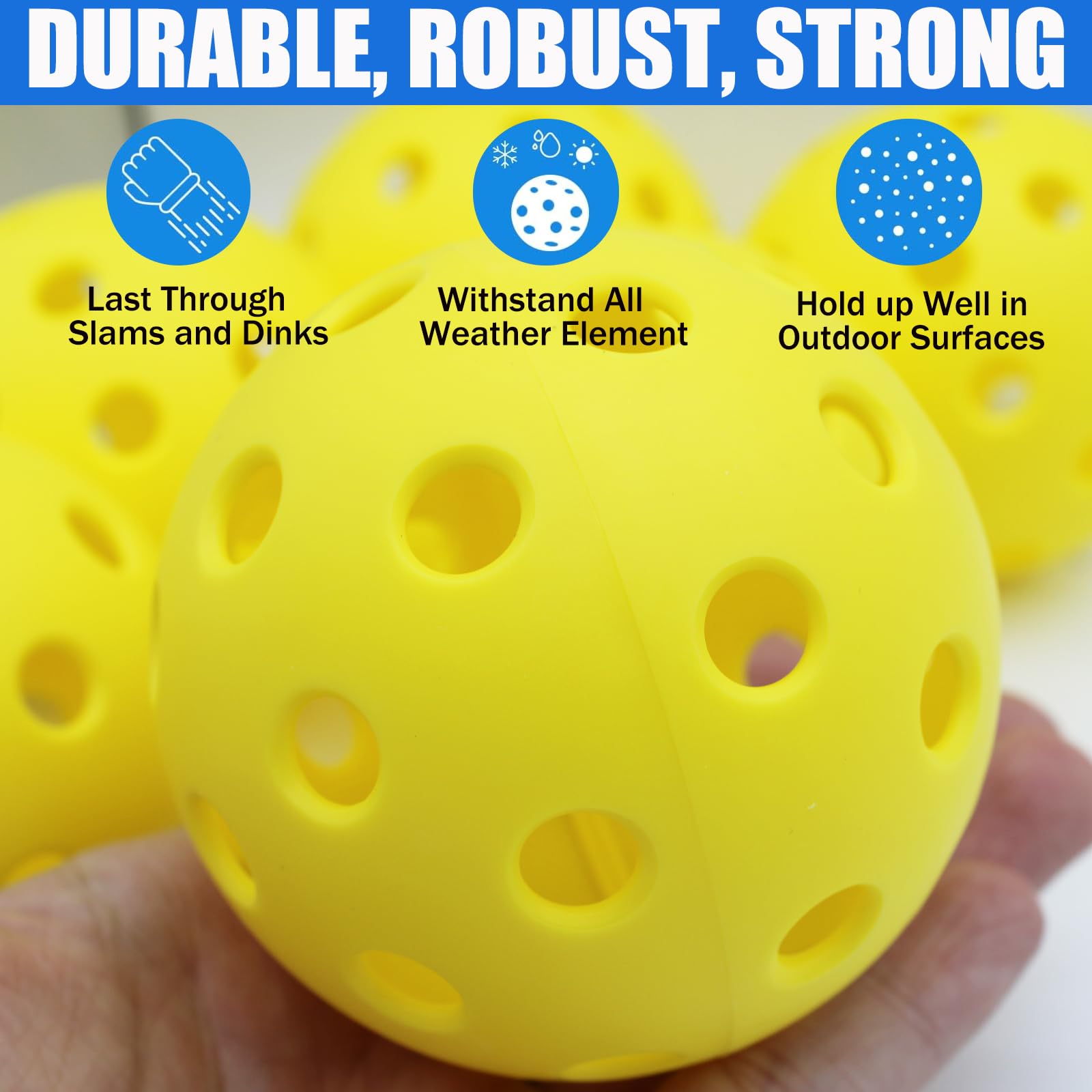 Magicorange Pickleball Balls, 20 Pack 40 Holes Outdoor Pickleballs, High Elasticity & Durable Pickle Balls for All Style Pickleball Paddles (Yellow)