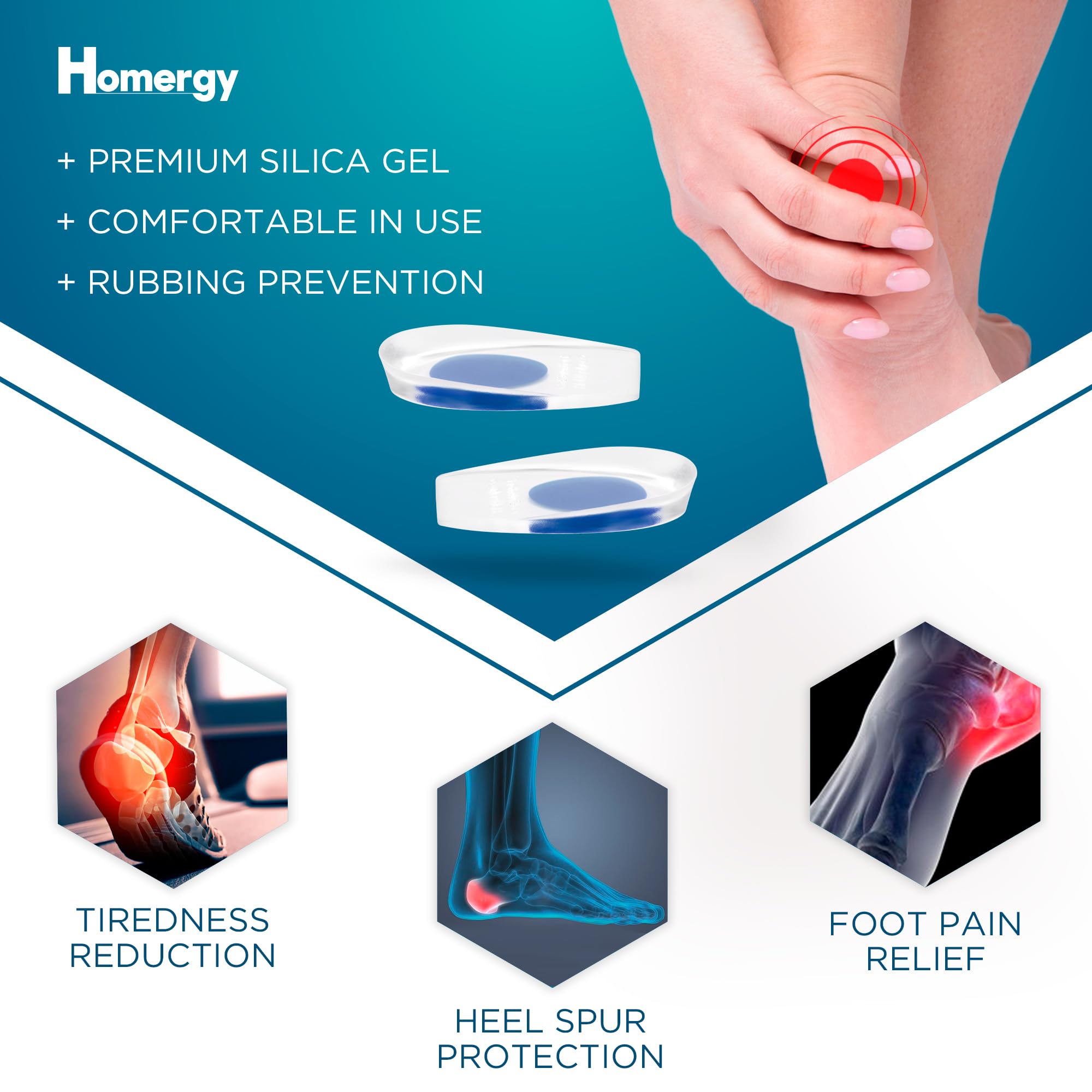 Gel Heel Cups + Metatarsal Foot Pads – All-Day Foot Pain Relief Bundle for Plantar Fasciitis, Forefoot Pressure & Heel Support