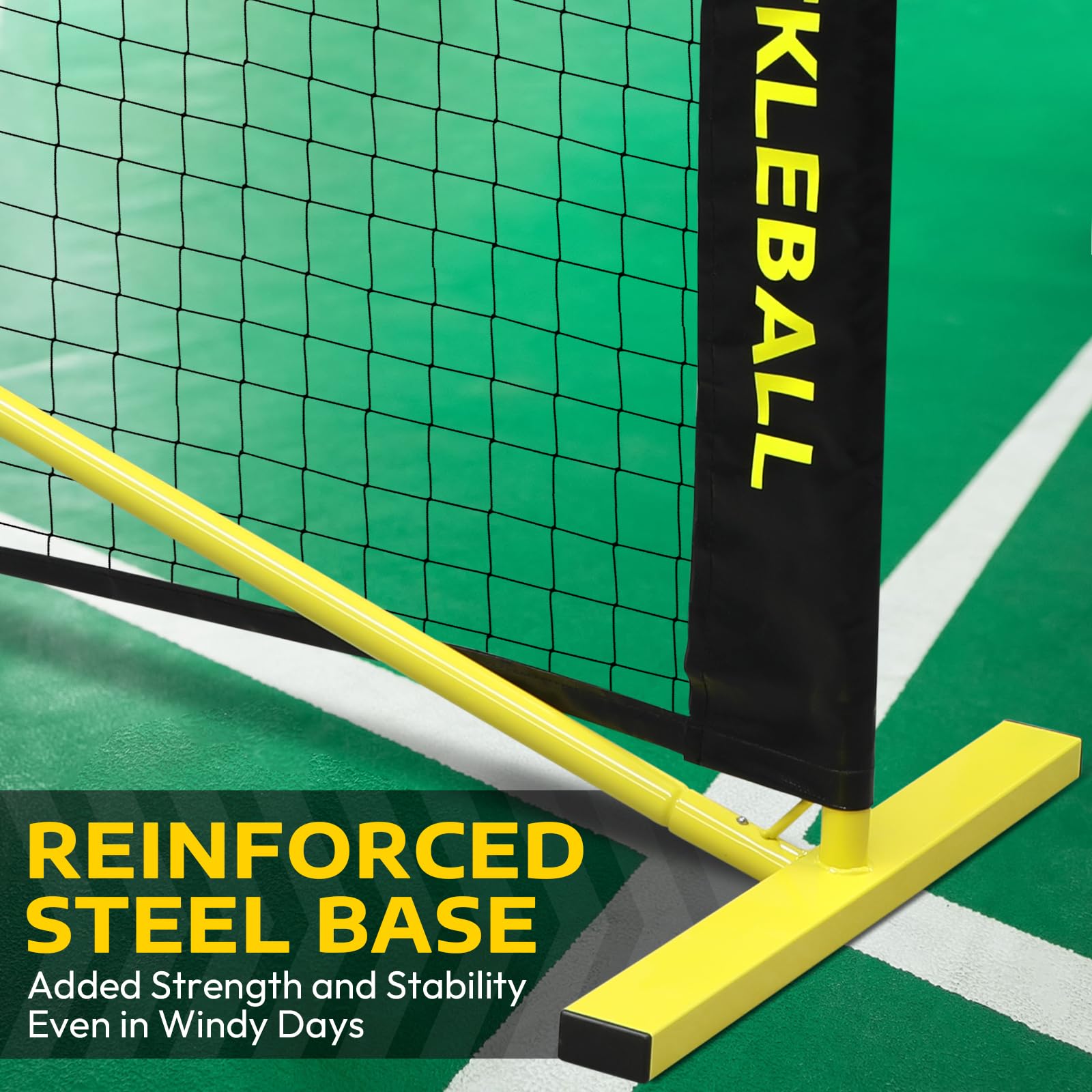 A11N Portable Pickleball Net System, Designed for All Weather Conditions with Steady Metal Frame and Strong PE Net, Regulation Size Net with Carrying Bag